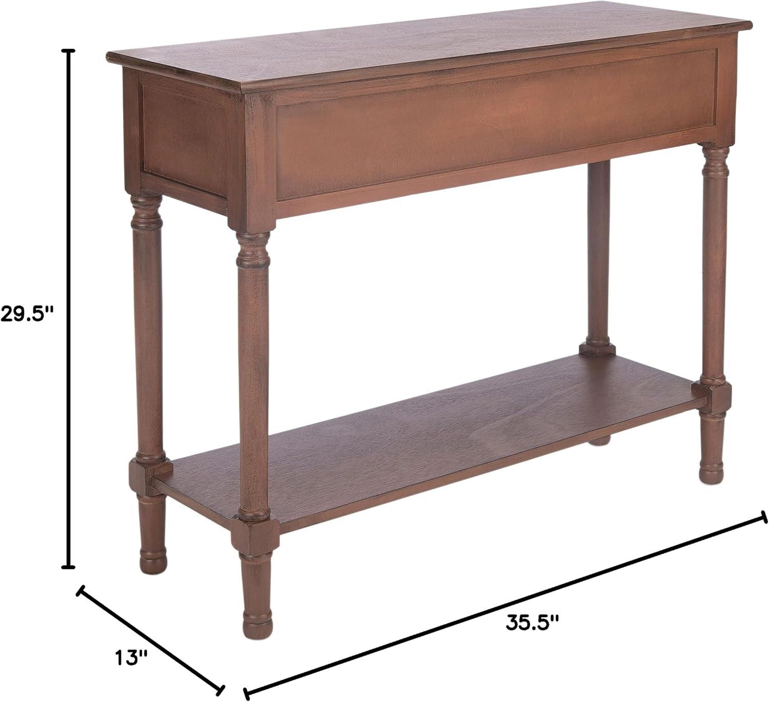 SAFAVIEH Allura French Brown Wood Console Table with Drawer (35.5 in. W x 13 in. D x 29.5 in. H)