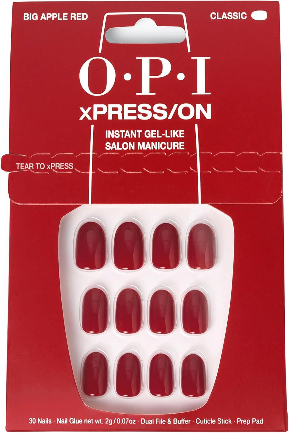 OPI xPRESS/ON Press on Nails | Short Round Classic Shape Nail Art | Dark Colors | 30 Count With Glue | Instant Gel-Like Salon Manicure | Long Lasting, Reusable, Non-damaging