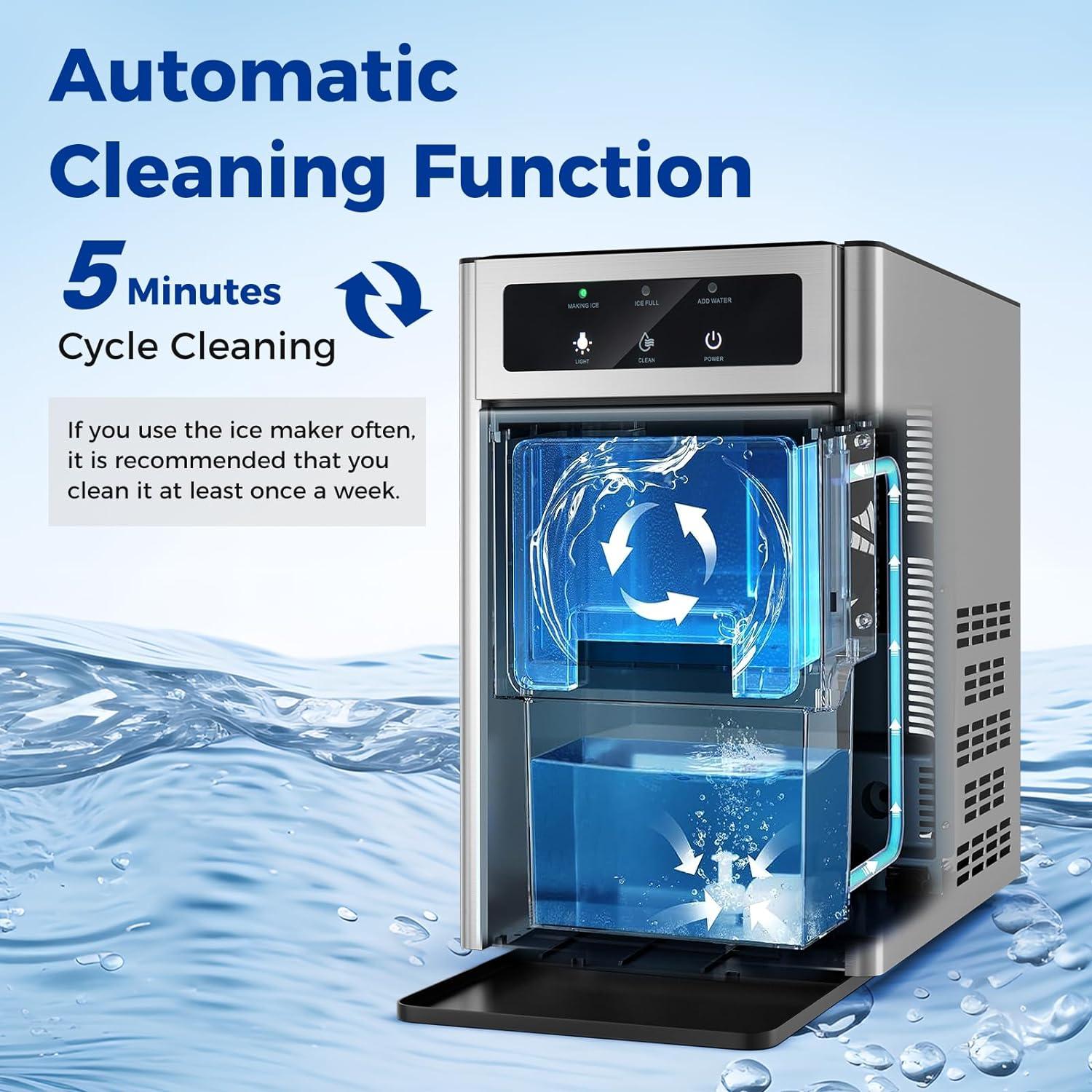 Costway Countertop Nugget Ice Maker with Self-Cleaning Function Manual & Auto Water Refill