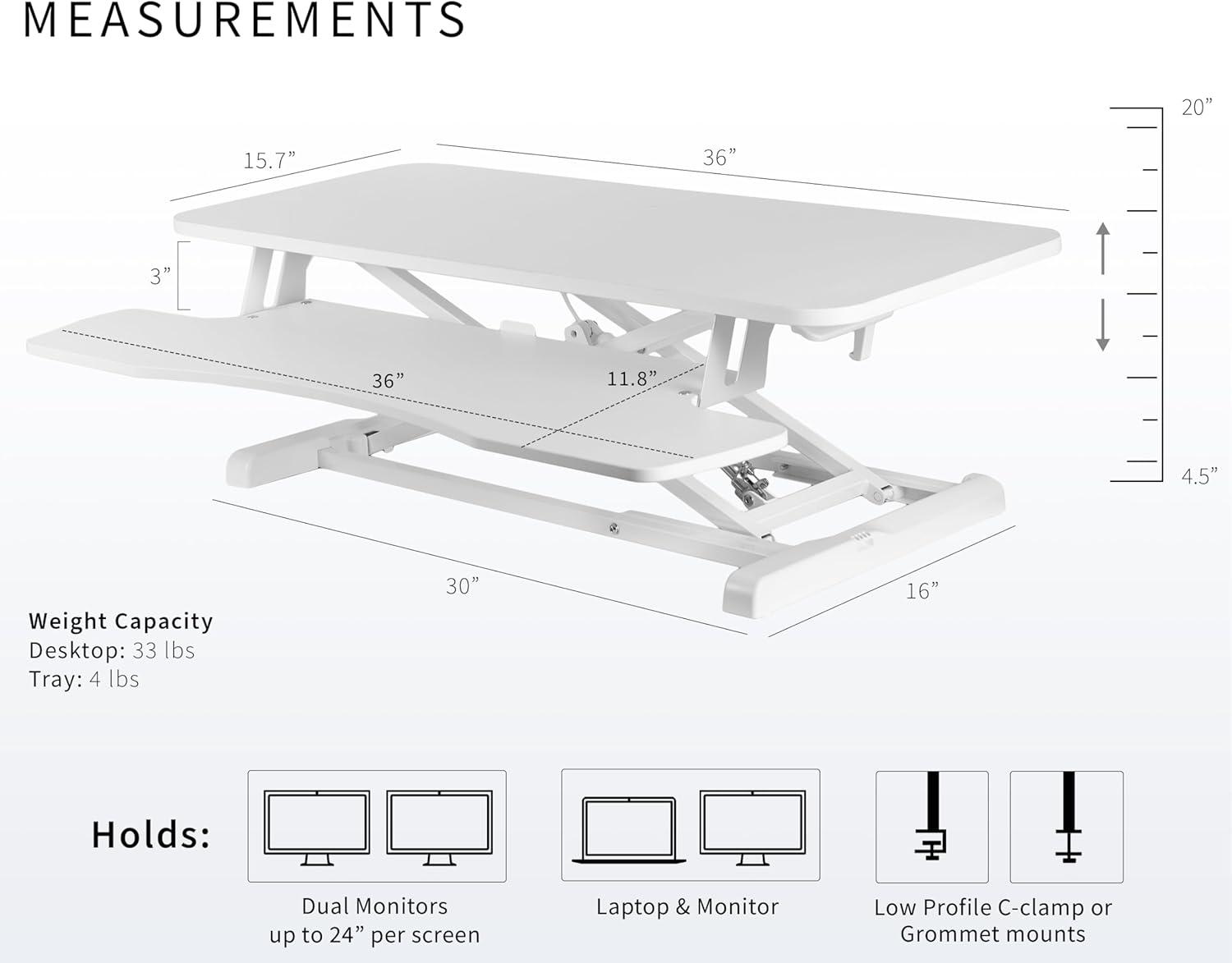 VIVO Height Adjustable Standing Desk Converter (DESK-V000K Series)