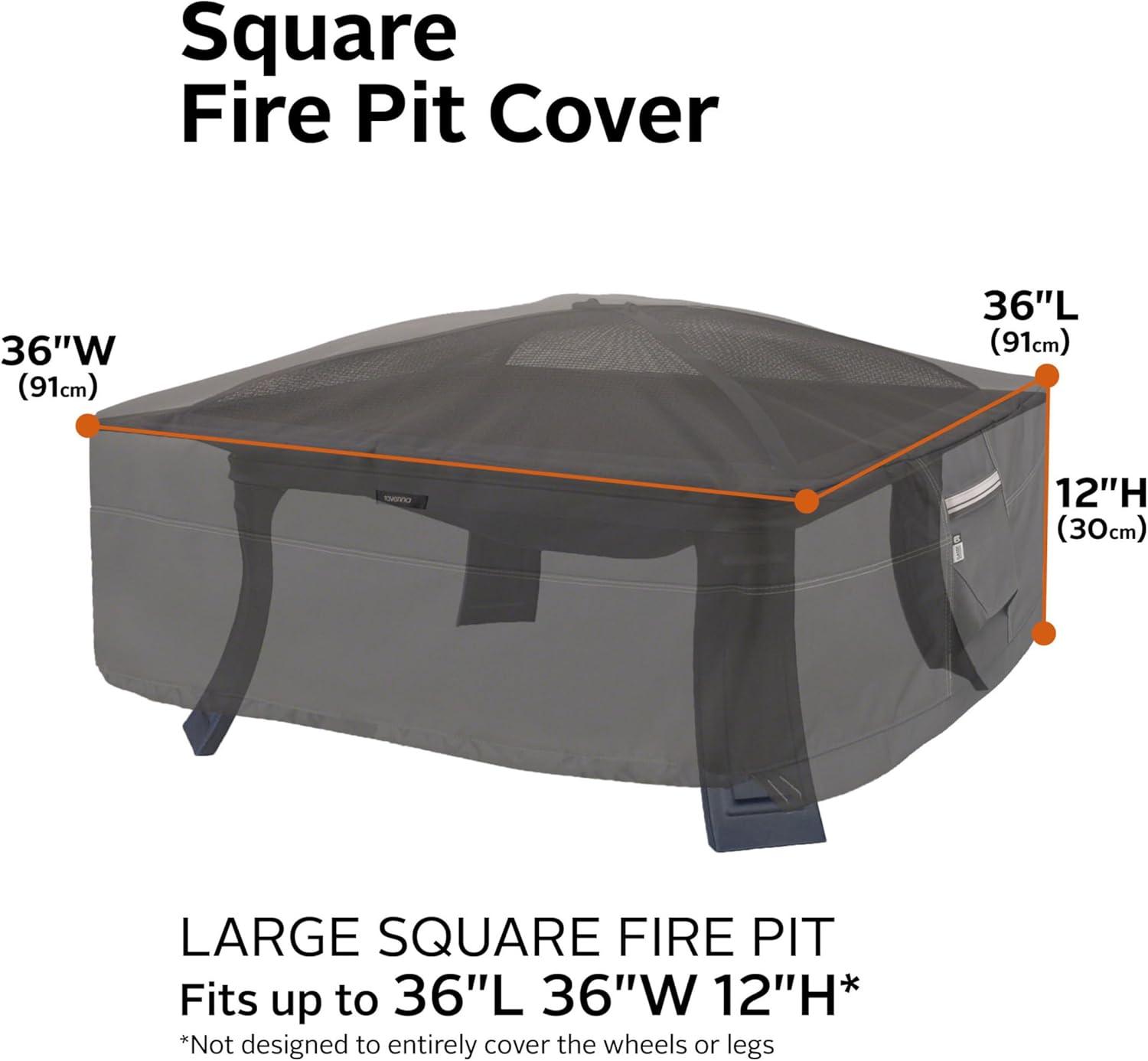 Classic Accessories Ravenna Water-Resistant 36 Inch Full Coverage Square Fire Pit Cover