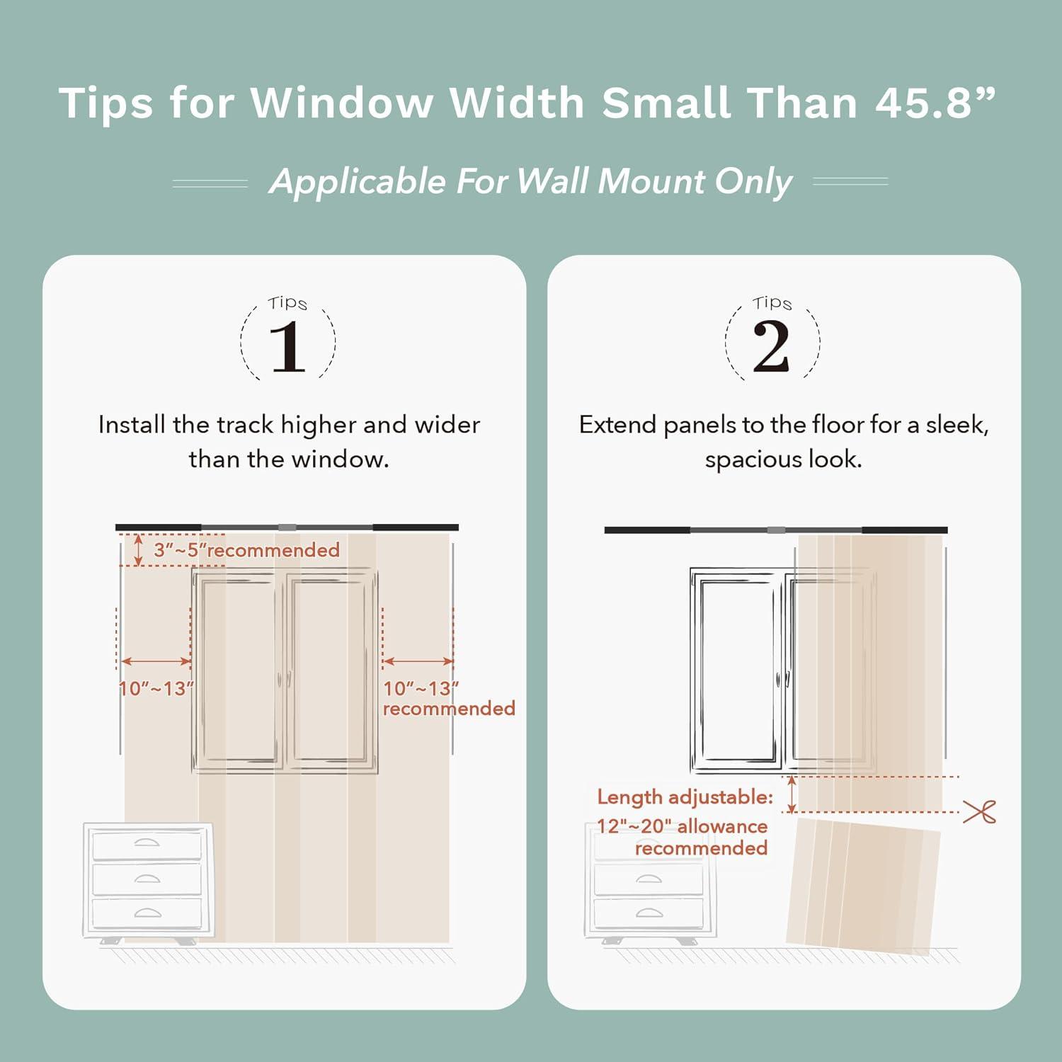 GoDear Design Adjustable Sliding Panel Track Blind 45.8"- 86" W x 96" H, Vertical Blinds, Semi-sheer, Moonstone