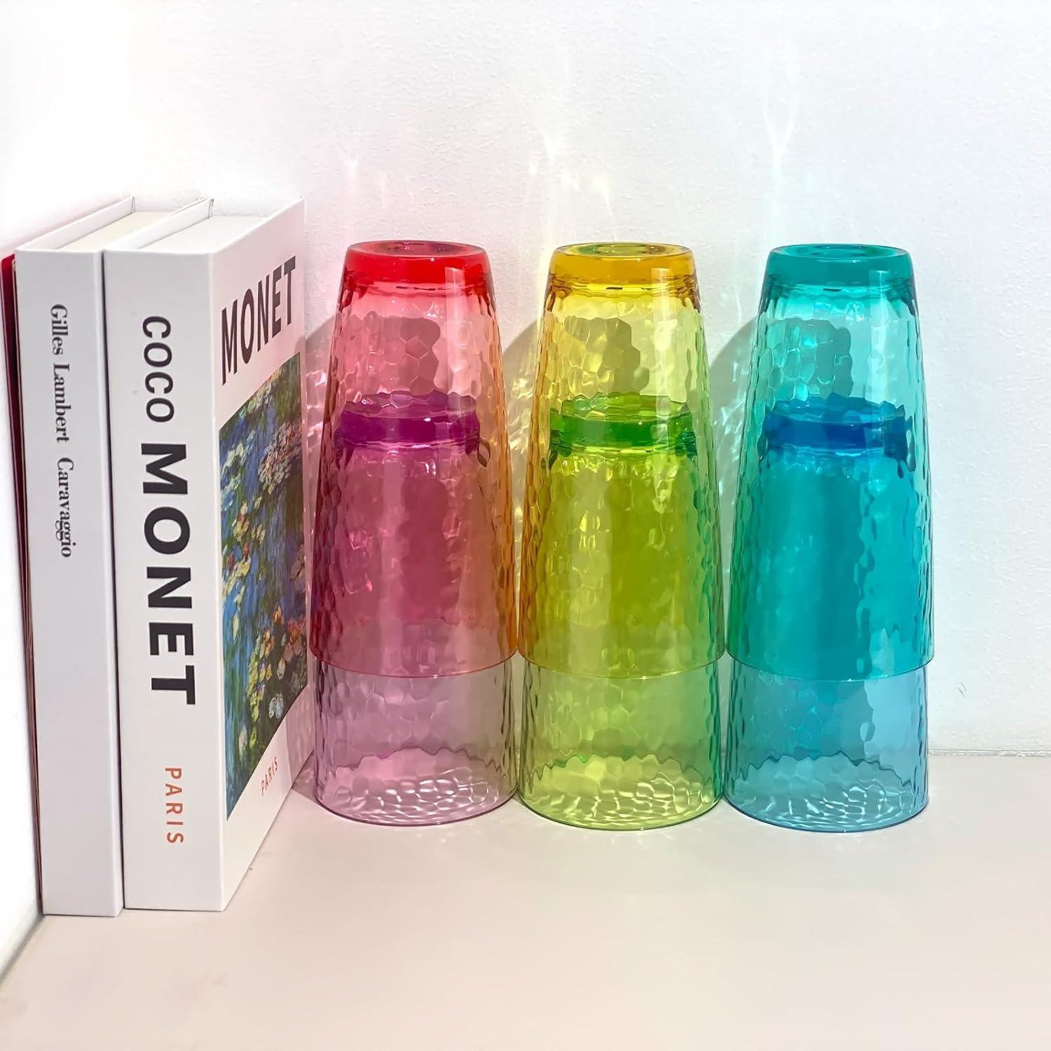 26-Ounce Large Acrylic Glasses Plastic Tumbler/Drinking Cups,Set of 6 Multi-Hammered Style,BPA Free