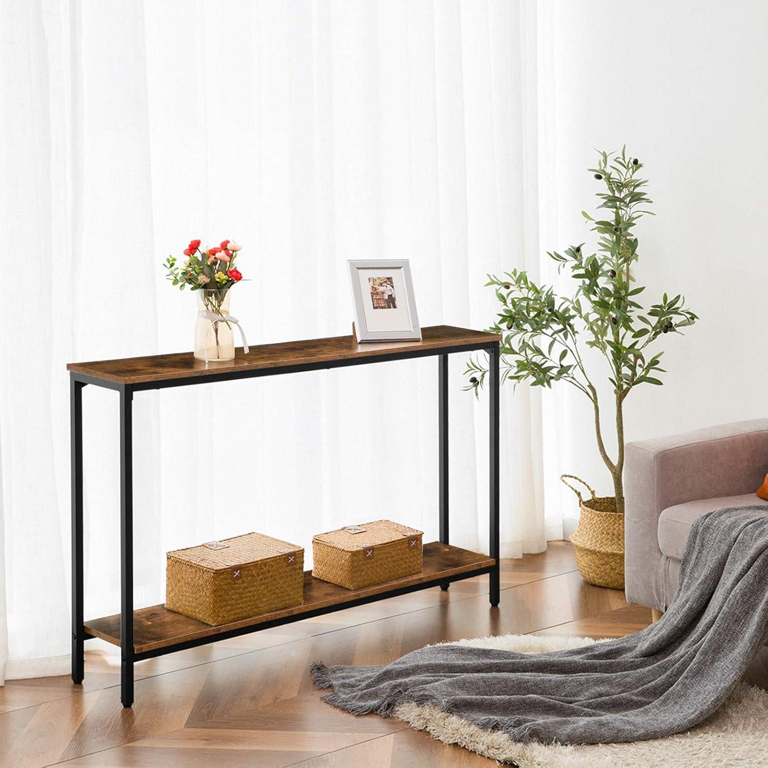 HOOBRO Console Table 47.2" Narrow Skinny Table Industrial Entryway Living Room Hallway BF20XG01G1