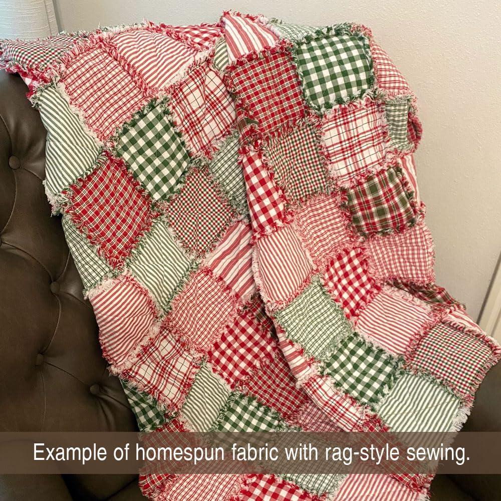 40+ Merry Christmas Red & Green Plaid Homespun 6"x6" Precut Quilt Squares Charm Pack by JCS Fabric