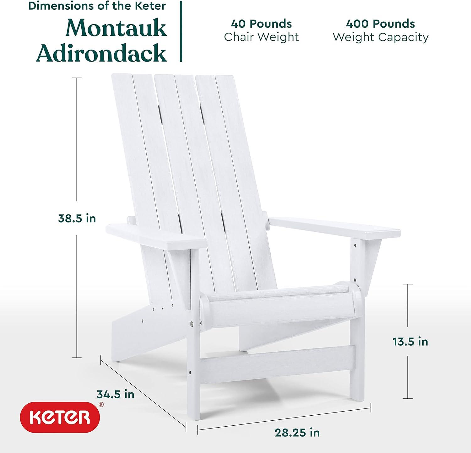 Keter Keter Montauk Adirondack Chair Modern Premium Weatherproof Outdoor Patio Furniture Ideal for Entertaining by the Pool or Backyard Fire Pit