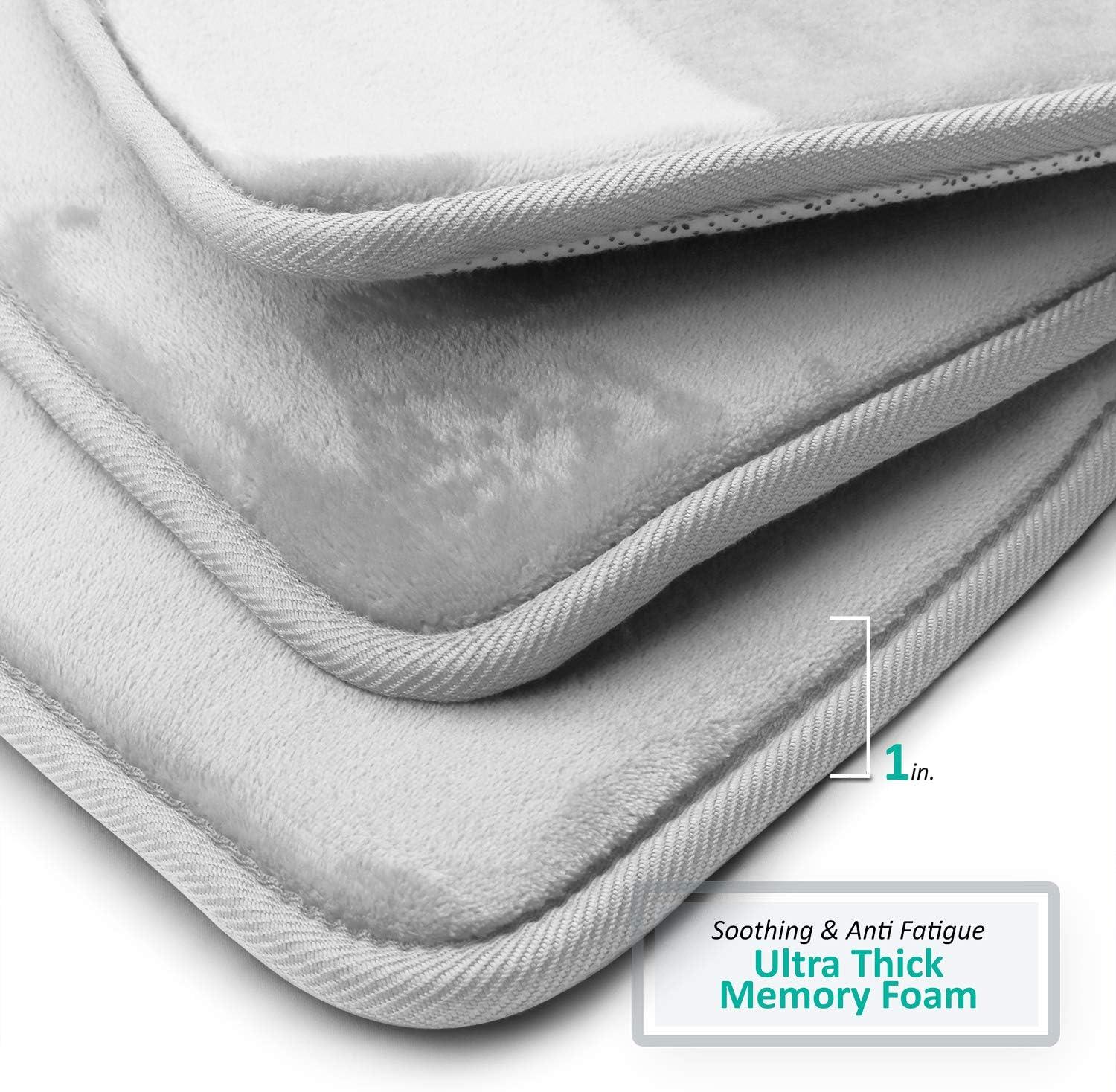 Clara Clark Ultra Soft and Absorbent Memory Foam Bath Rug Set with Non-Slip Backing