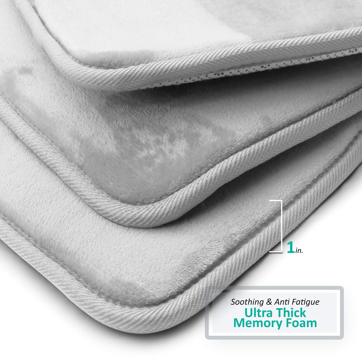 Clara Clark Ultra Soft and Absorbent Memory Foam Bath Rug Set with Non-Slip Backing