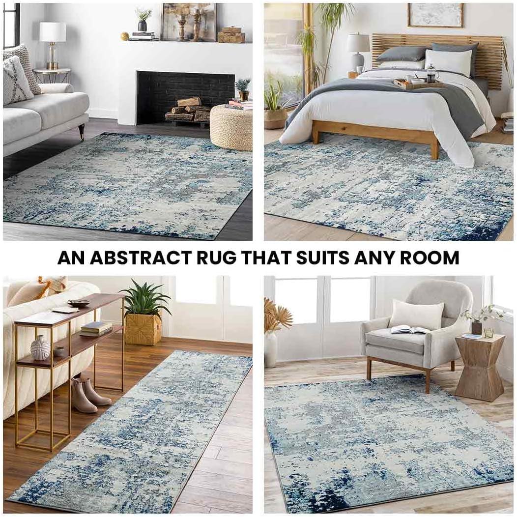 Livabliss Sunderland Modern Abstract Area Rug,5'3" x 7'3",Blue