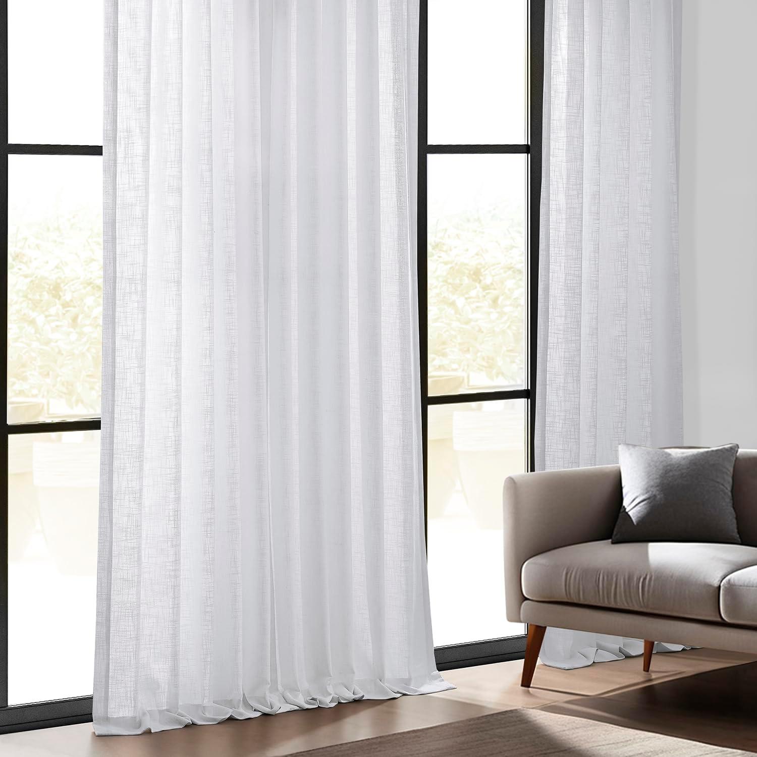 Rice White Heavy Faux Linen Curtain (1 Panel), Rice White, 50W X 120L