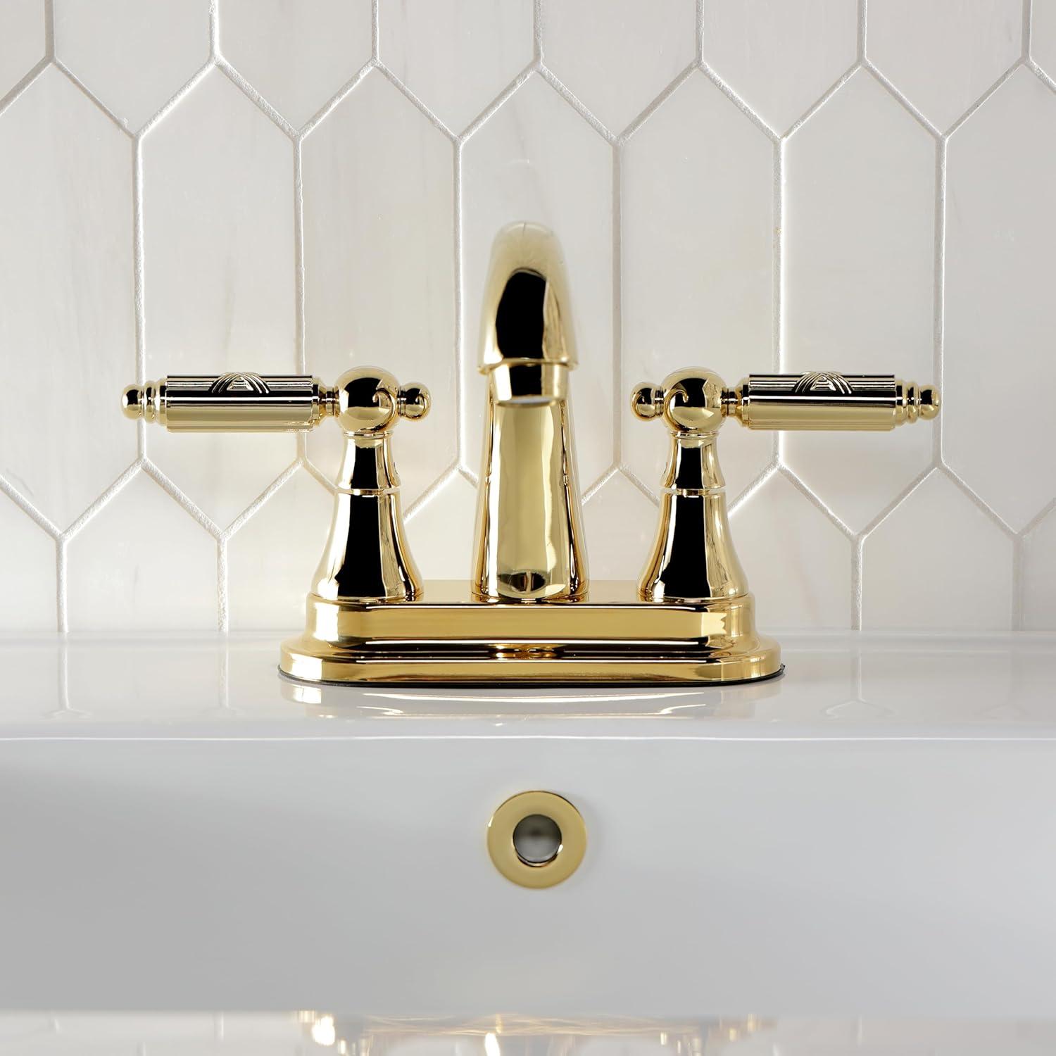 Kingston Brass KS7612GL 4 in. Centerset Bathroom Faucet, Polished Brass