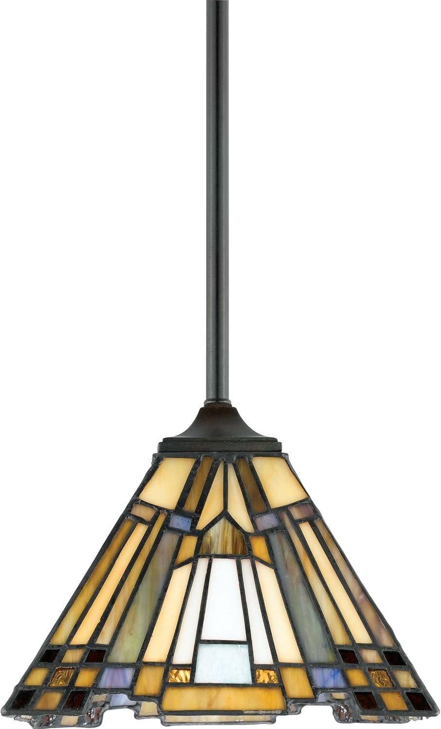 Valiant Bronze Mini Pendant with Tiffany Glass Shade