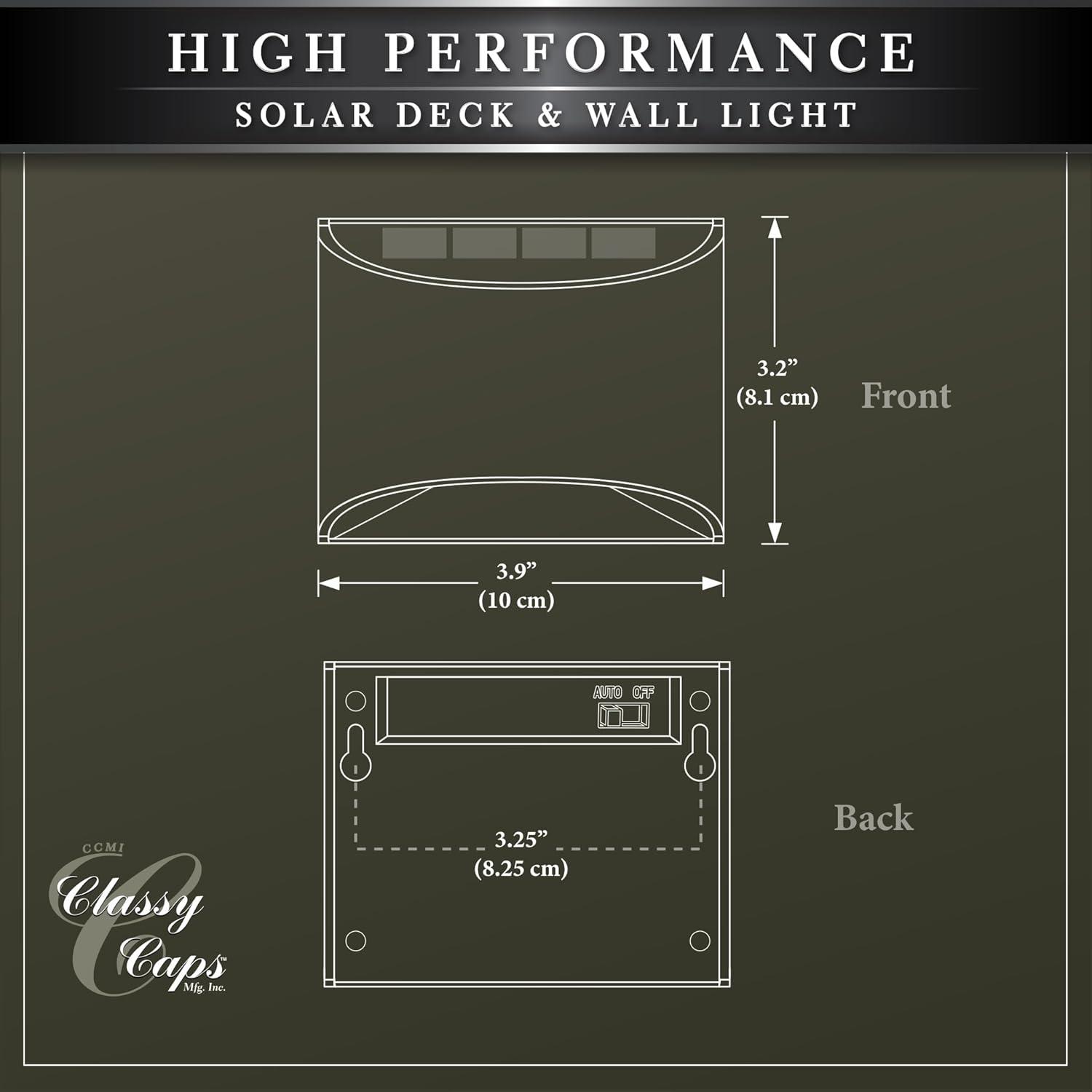 Classy Caps Stainless Steel Solar Powered Integrated LED Metal Deck Light