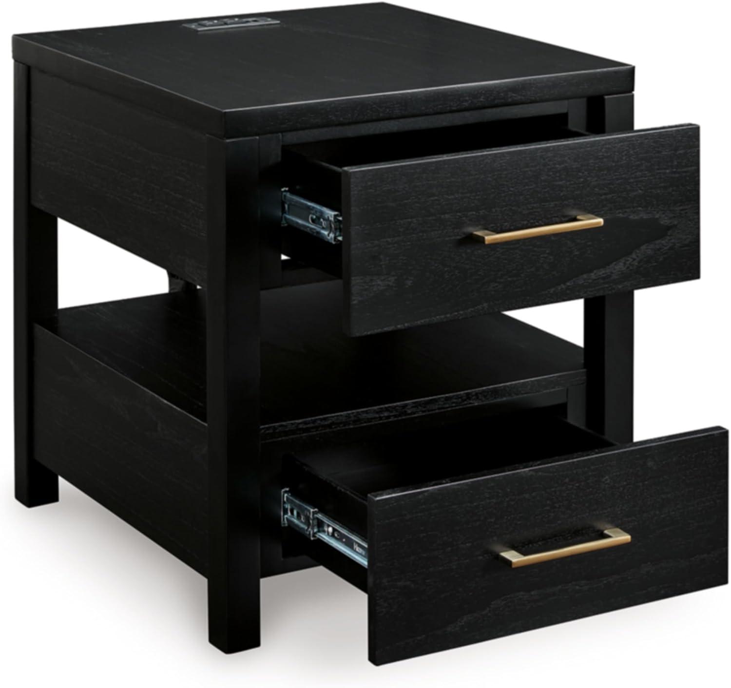 Signature Design by Ashley Winbardi End Table with USB Ports, Black