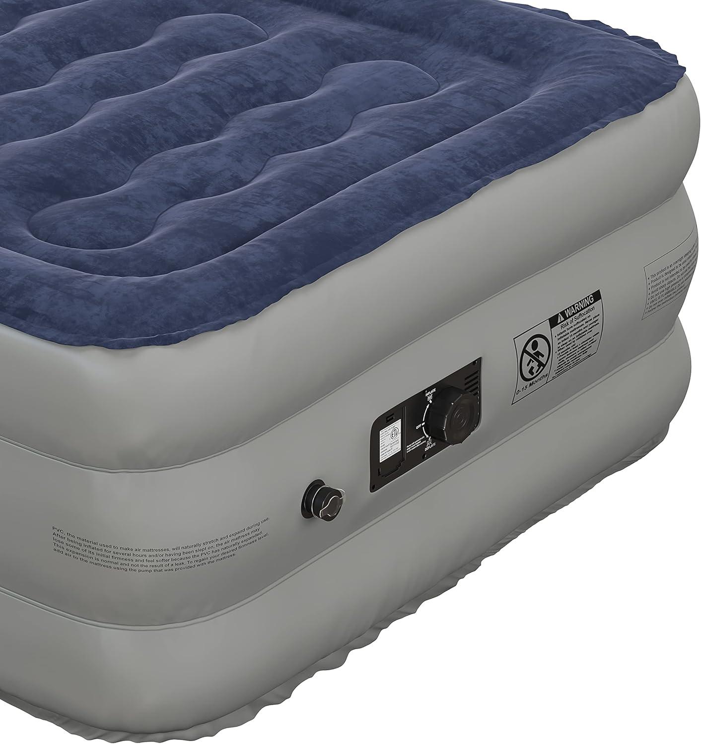 Flash Furniture 18 inch Air Mattress with ETL Certified Internal Electric Pump and Carrying Case - Twin