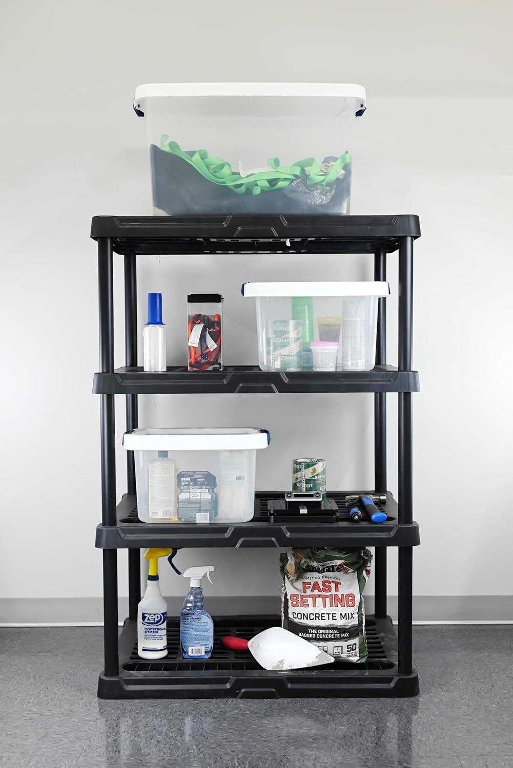 Black Heavy Duty 4-Tier Ventilated Plastic Storage Shelf