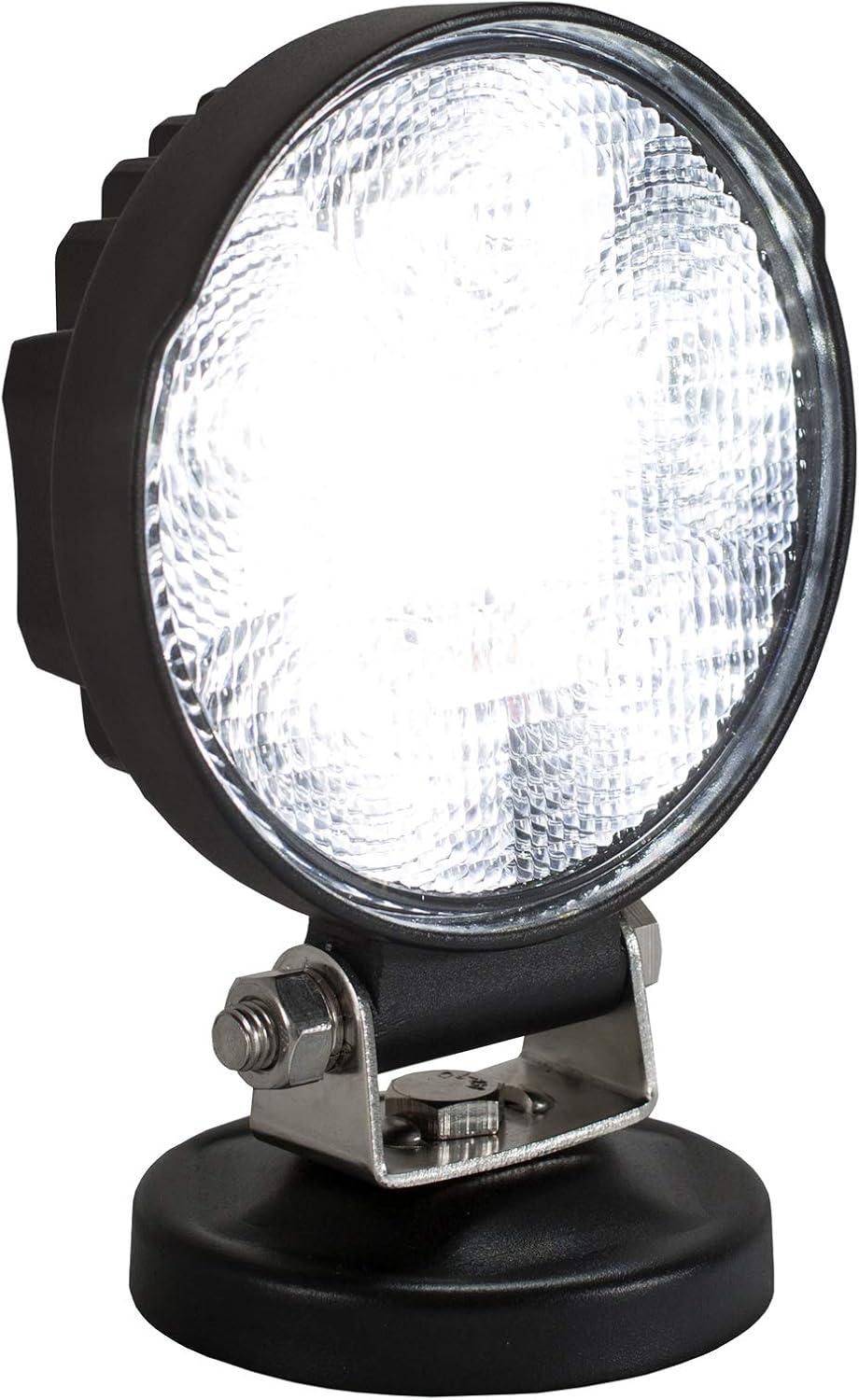 Buyers Products 1492130 4" MMF7 Round LED Flood Light w/Magnetic Mounting Base, 6 LEDs, 1,140 Lumens, 30" Lead Length, Work Flood Light For Trucks, Trailers, ATVs, RVs & More