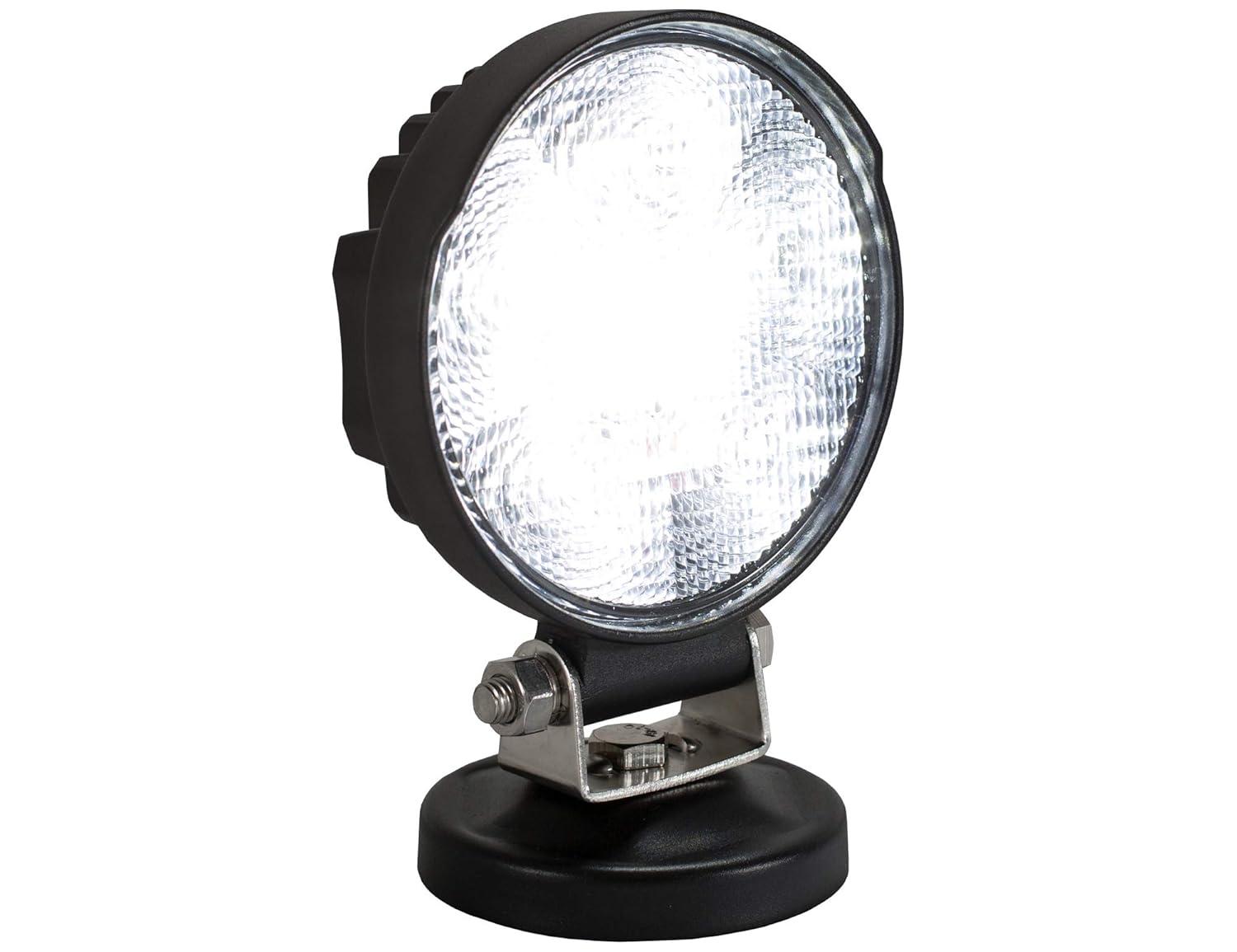 Buyers Products 1492130 4" MMF7 Round LED Flood Light w/Magnetic Mounting Base, 6 LEDs, 1,140 Lumens, 30" Lead Length, Work Flood Light For Trucks, Trailers, ATVs, RVs & More