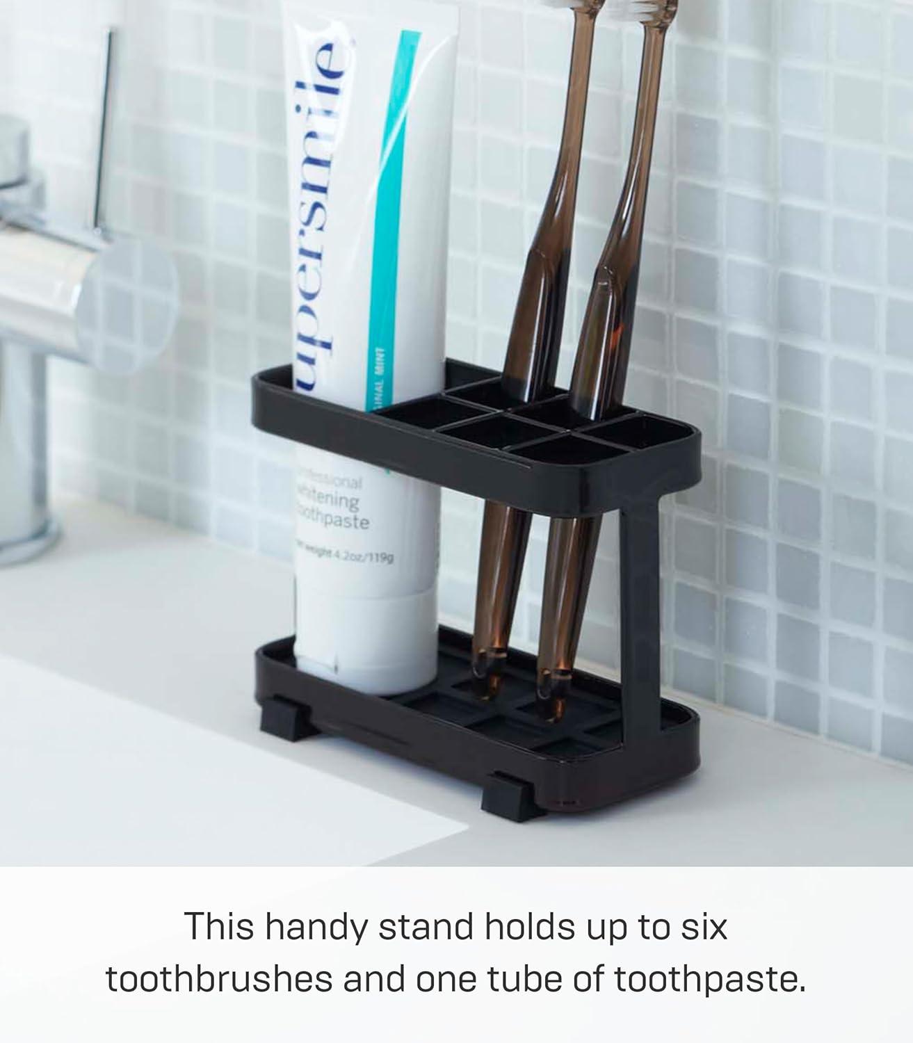 Yamazaki Home Tower Yamazaki Home Toothbrush And Toothpaste Holder For Bathroom Countertop, Steel, Water Resistant