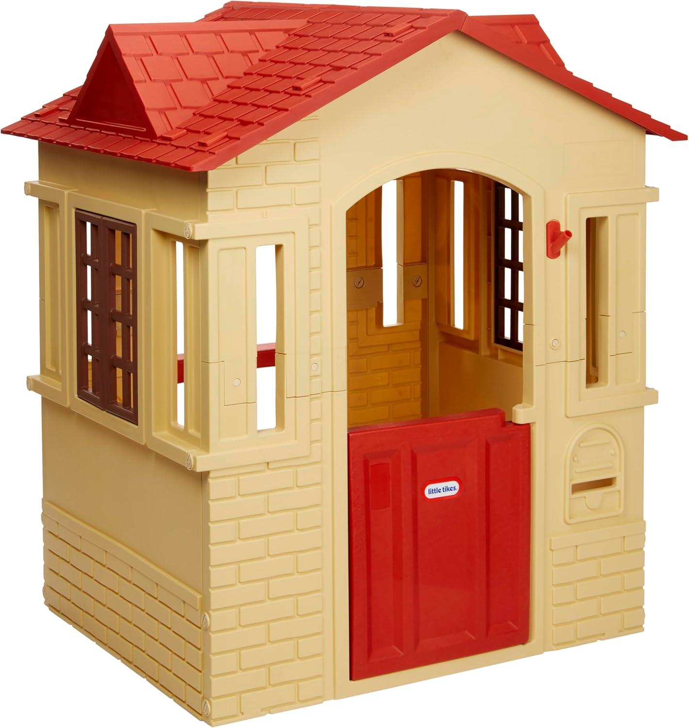 Little Tikes Cape Cottage Playhouse with Working Door, Windows, and Shutters - Tan