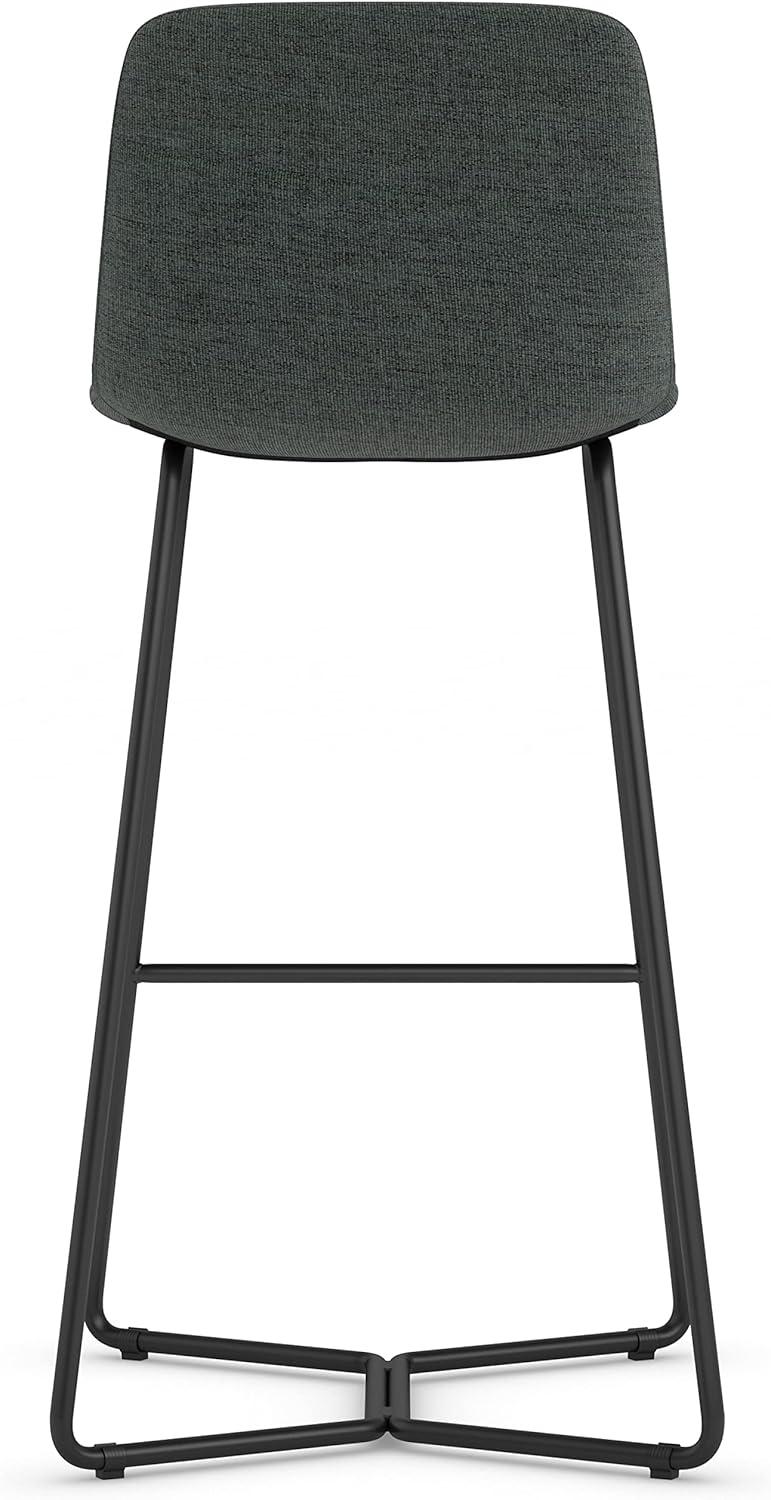 Simpli Home Wilcox Bar Stool in Charcoal Grey Woven Fabric