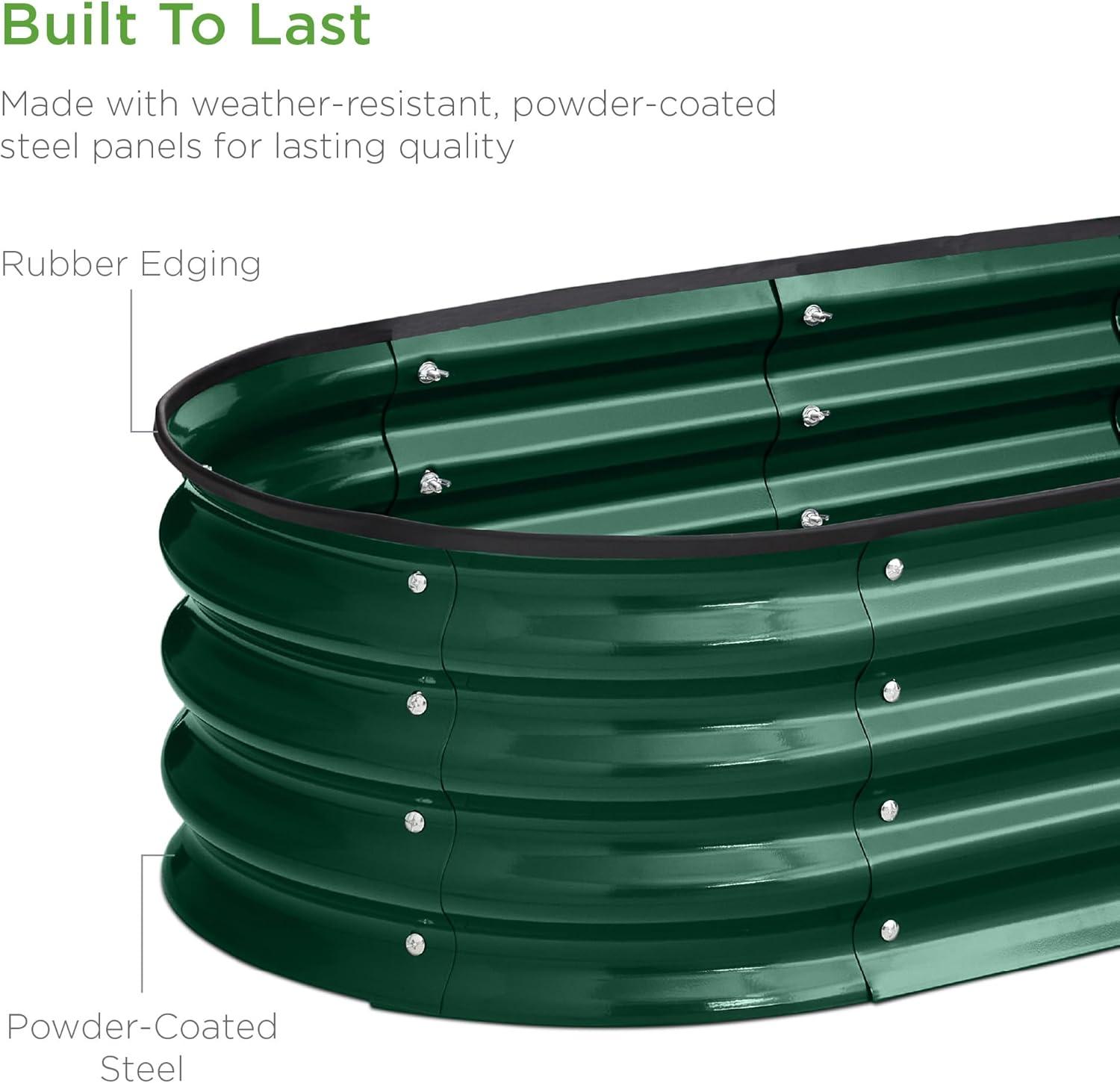 Best Choice Products 4x2x1ft Outdoor Raised Metal Oval Garden Bed, Planter Box for Vegetables, Flowers