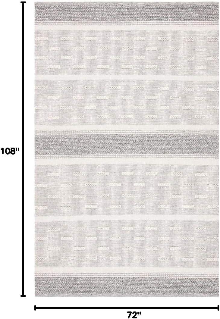 Striped Kilim STK519 Hand Woven Area Rug - Ivory/Grey - 6'x9' - Safavieh.