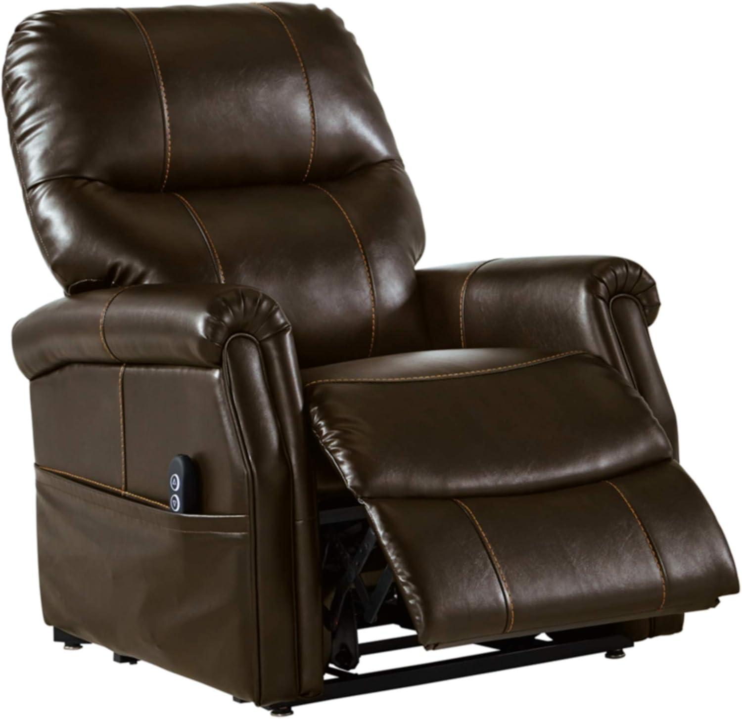 Chocolate Faux Leather Power Lift Recliner Chair