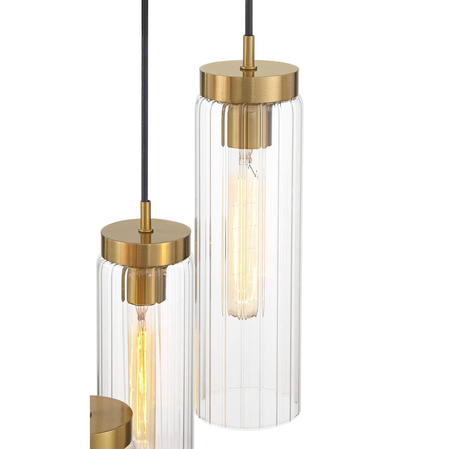 Possini Euro Design Marika 32" Modern Pendant Chandelier Ceiling Light Fixture Dining Room Over Table Kitchen Island Multi-Light Soft Gold Finish