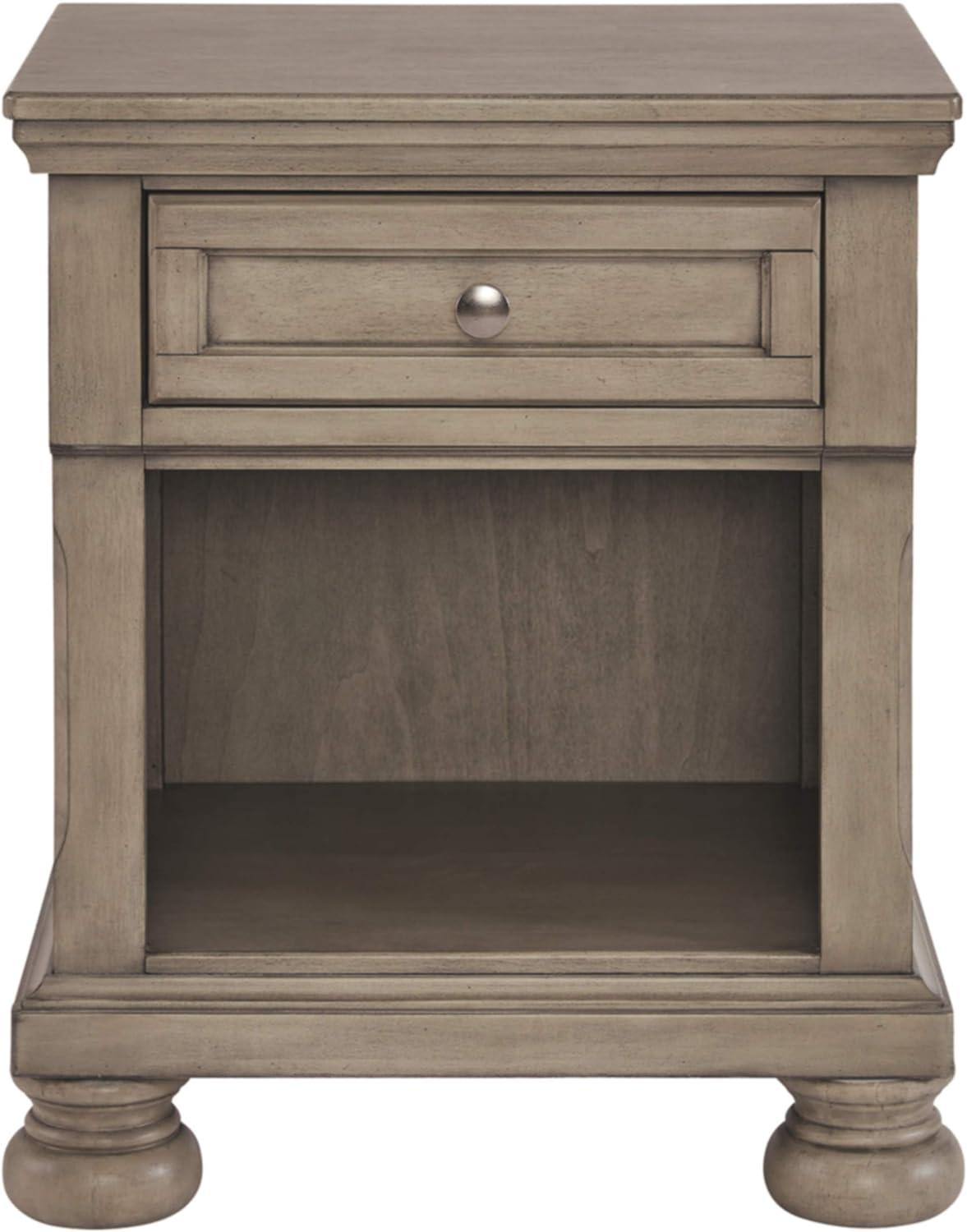 Lettner Traditional Light Gray 1-Drawer Nightstand with Bun Feet
