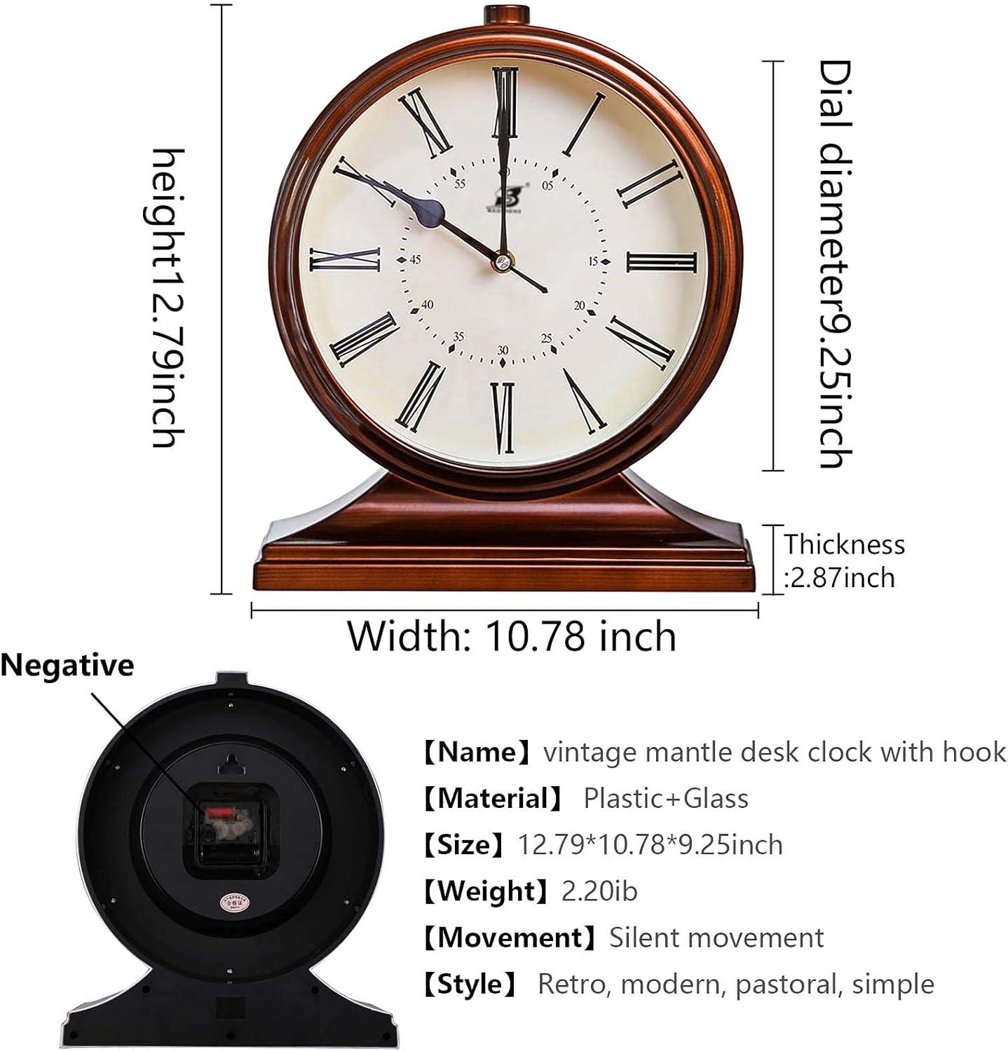 Brown Plastic and Glass Analog Mantle Clock with Large Display