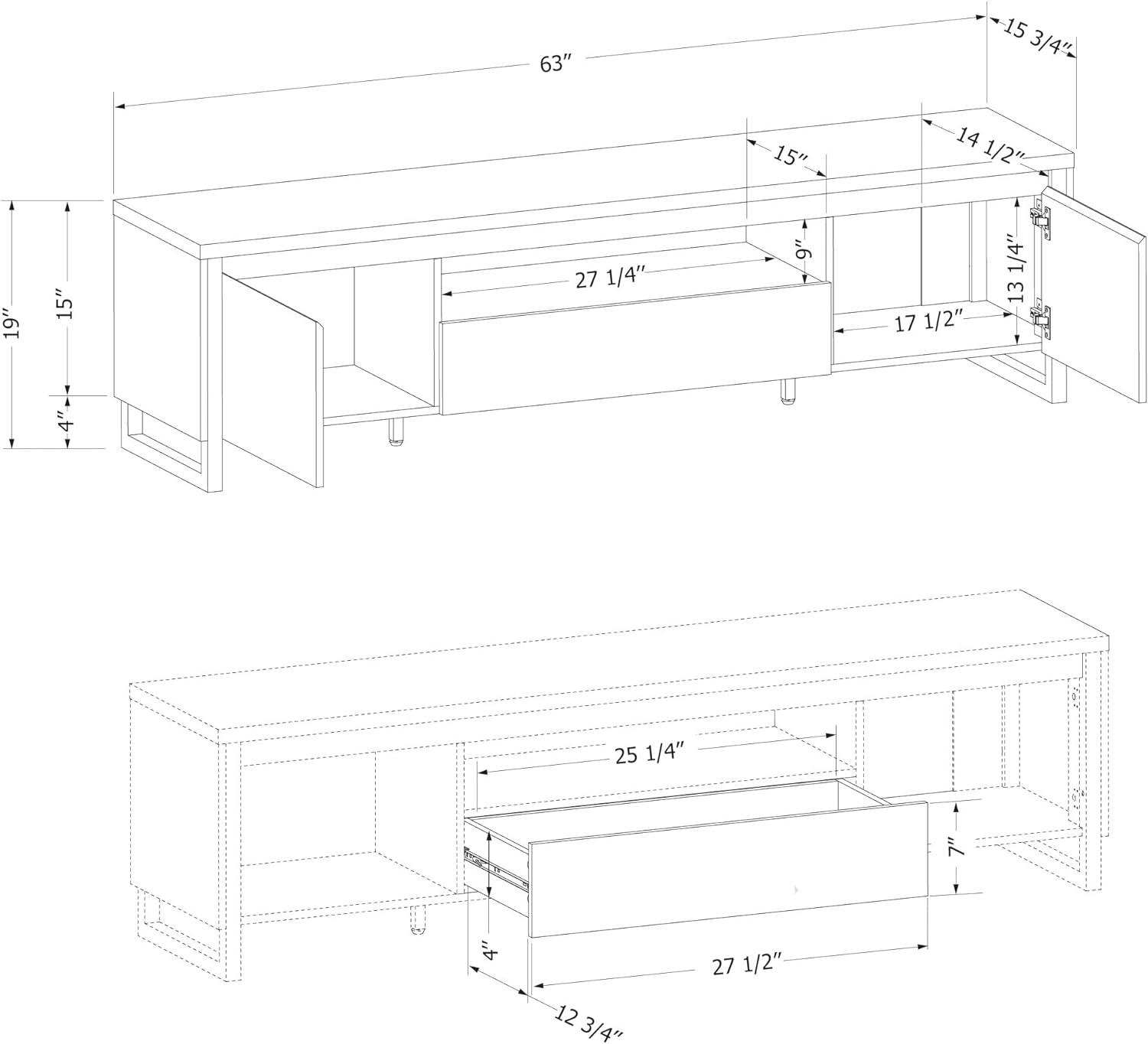 Urban Modern Black MDF TV Stand with Cabinet and Drawer