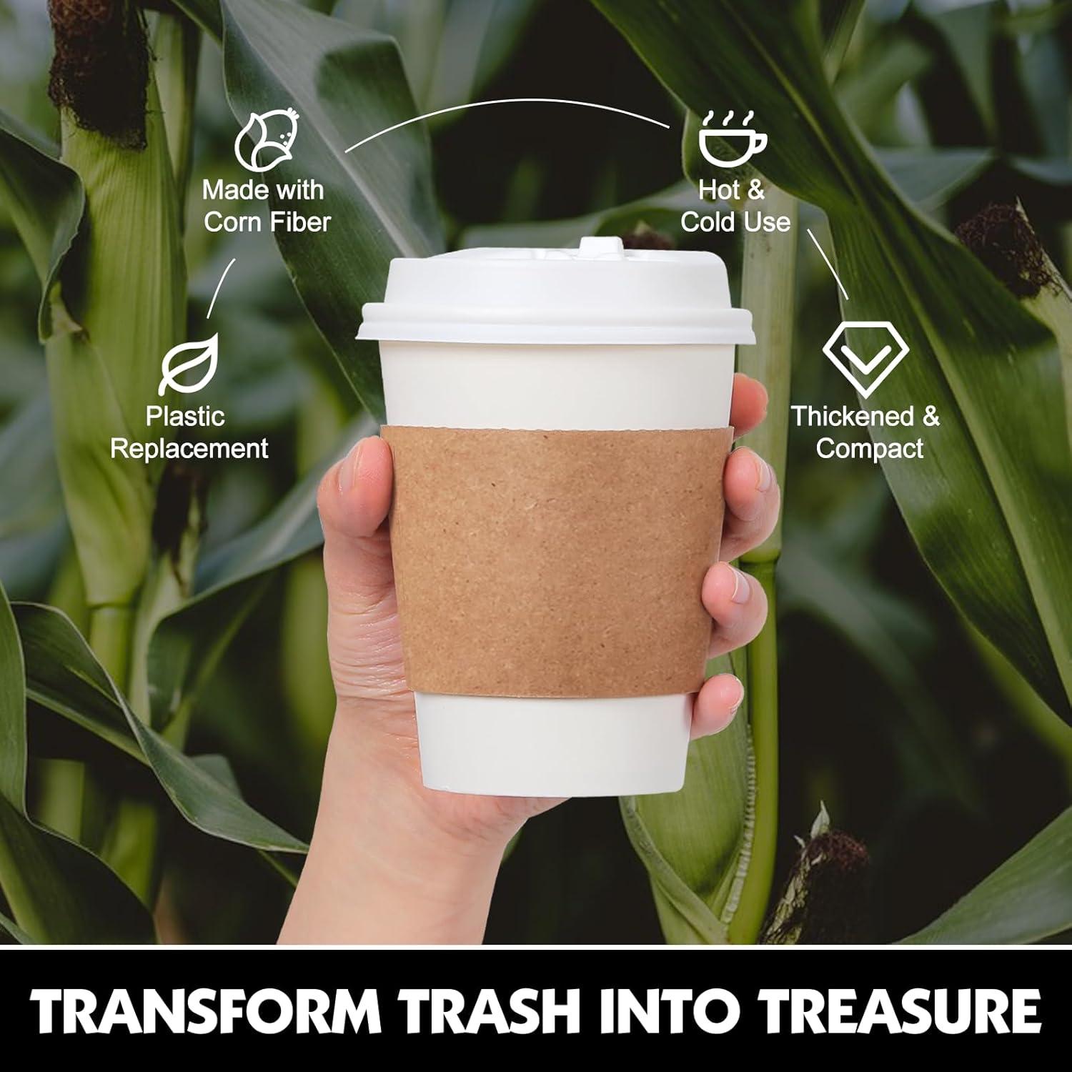 FAST APPLIANCES LLC Paper Cups,Cups,Disposable Cups 100 Pack 12 Oz Leak-Proof Coffee Cups With Lids And Sleeves Disposable Paper To Go Hot Coffee Cups For Home, Business, Office, Cafes And Parties