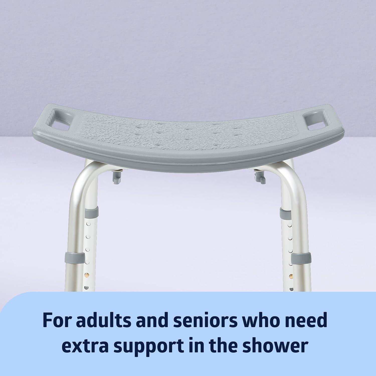 Shower Chair Without Back, 13.75"-20.5" Seat Height