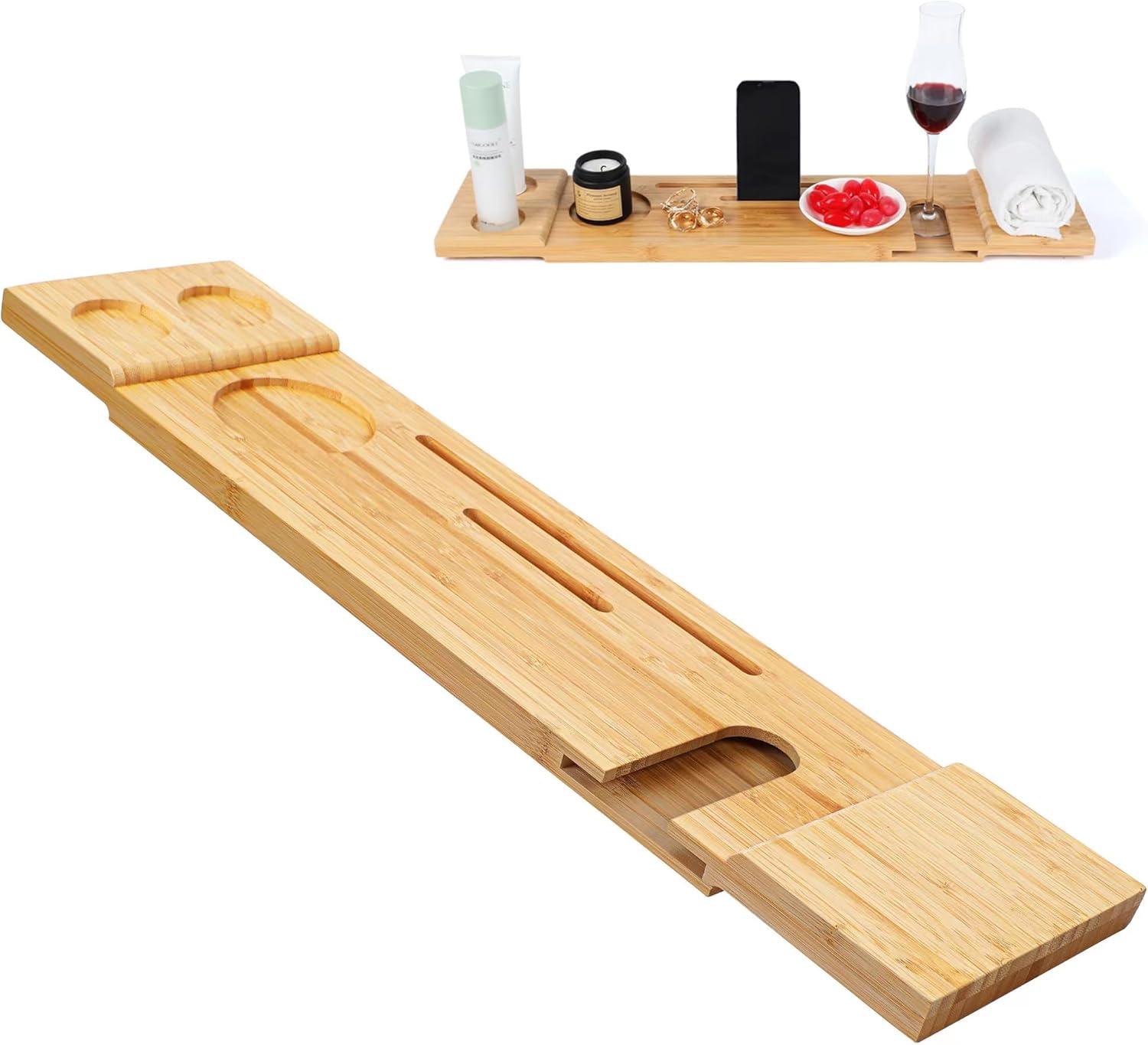 Latitude Run® Bath Tub Tray Wood, Bathtub Trays For Tub, Bath Caddy Tray For Wooden Bathtub Bath Tray For Tub, Bath Table Bath Board For Tub, Fits Most Bath Tubs, Idea