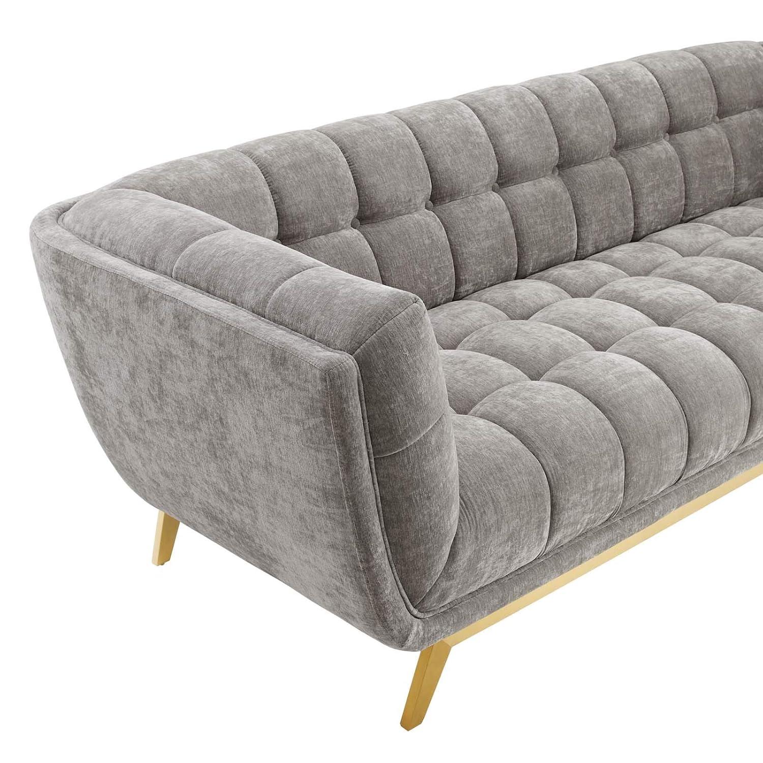 Modway Bestow Crushed Performance Velvet Sofa in Light Gray