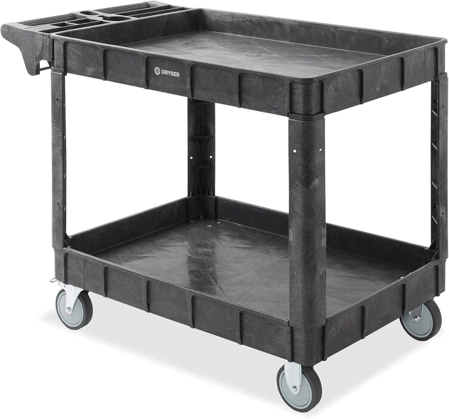 Dryser Utility Service Cart with Wheels, Heavy Duty 550 lb. Capacity with Shelves - Rolling Cart with 5" Swivel Wheels for Warehouse, Garage, Cleaning