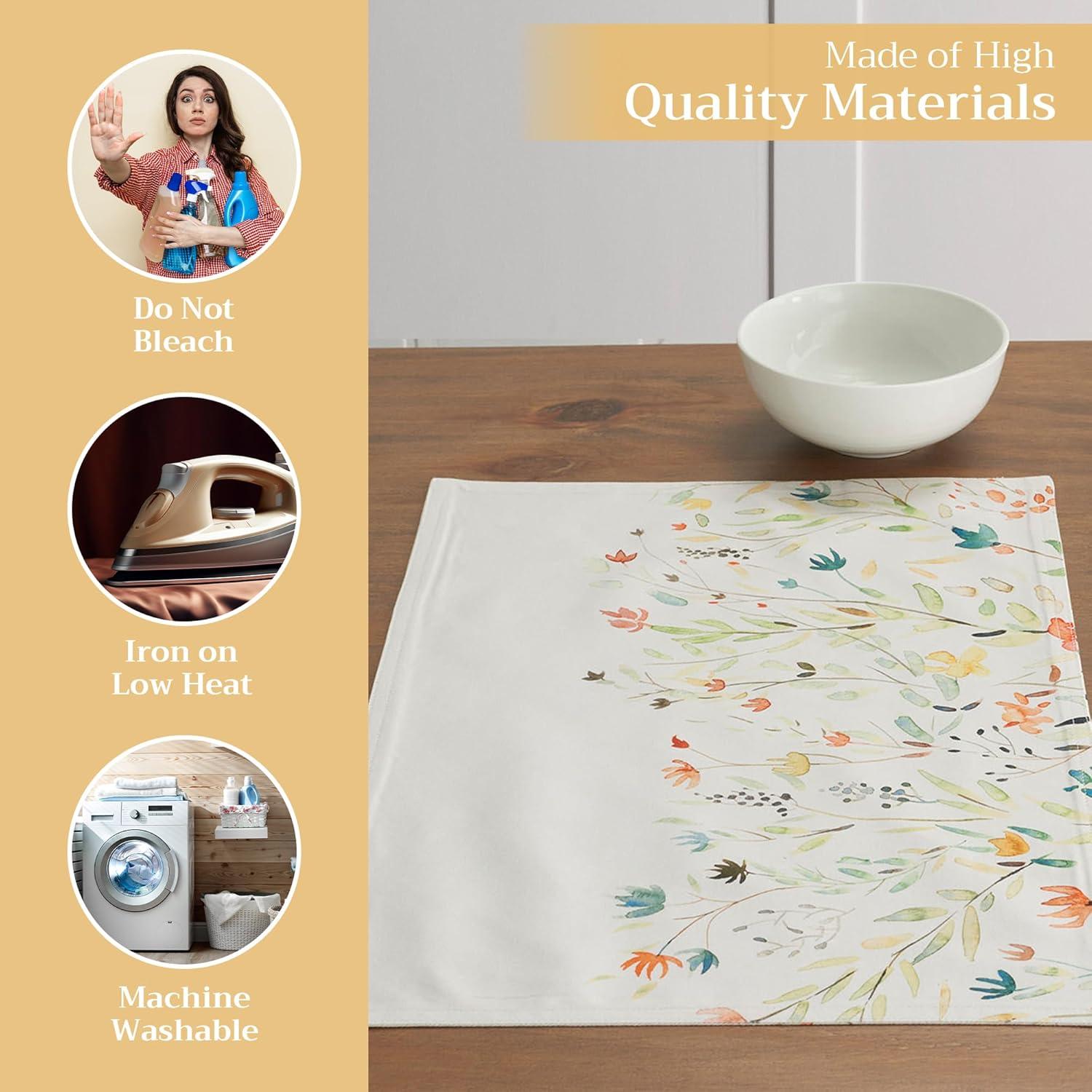 Maison d' Hermine Placemats Set of 4 100% Cotton Washable Cloth Place Mats, Reusable Table Mats for Kitchen Dining Decoration, Party, Wedding, Restaurant Spring/Summer (Limoncello, 13" x 19")