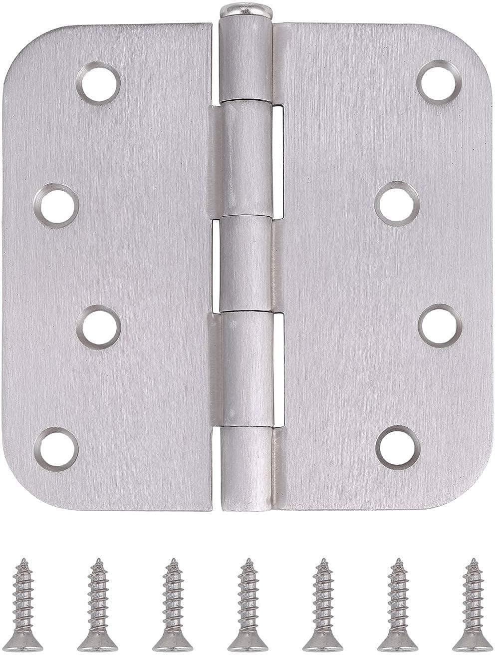 18-Pack Satin Nickel 4" x 4" Rounded Door Hinges