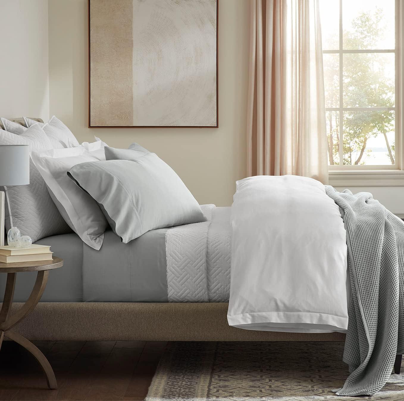 Queen Gray Organic Cotton Percale Sheet Set