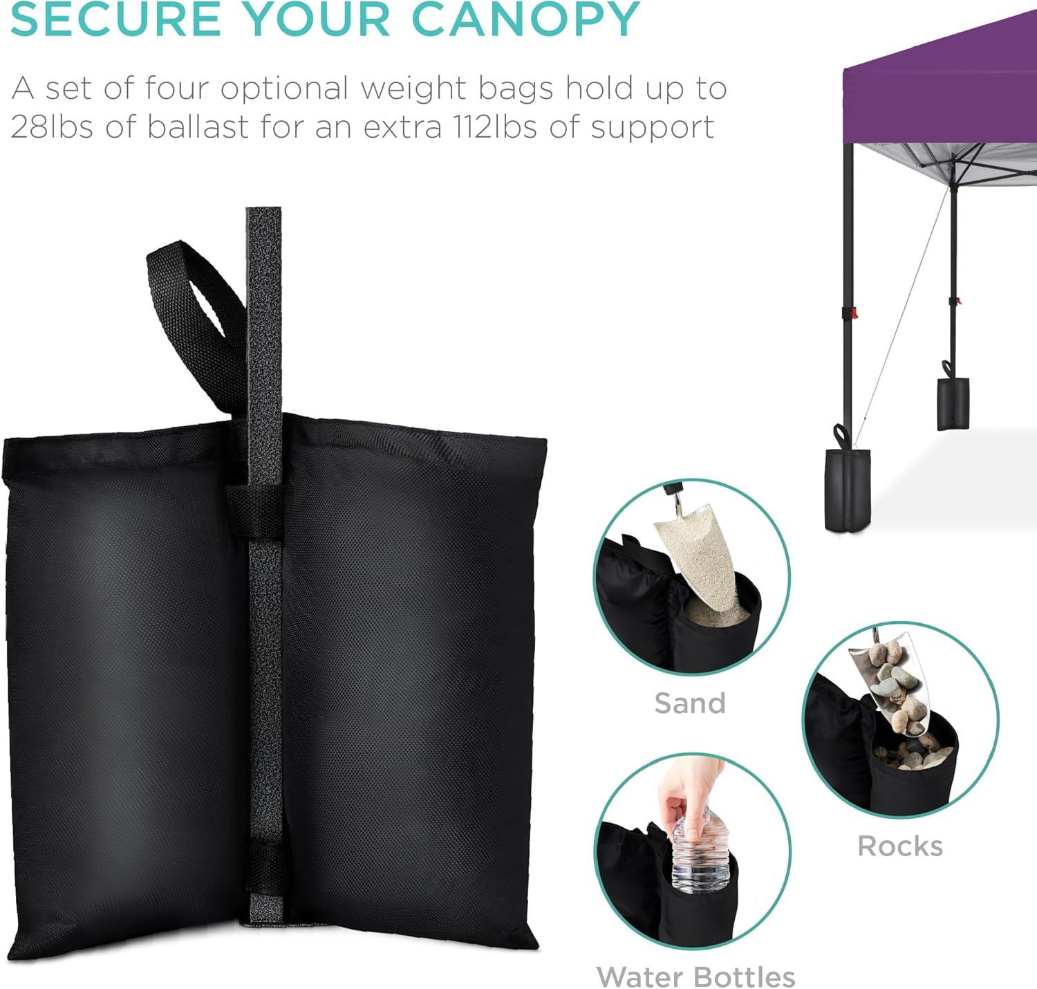 Best Choice Products Best Choice Products Easy Setup Pop Up Canopy W/ 1-Button Setup, Wheeled Case, 4 Weight Bags