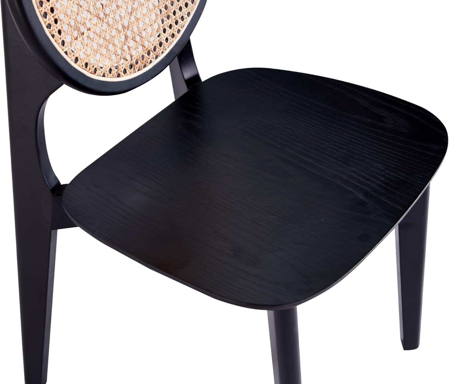Set of 2 Versailles Round Dining Chairs Black/Natural - Manhattan Comfort: Mid-Century Modern, Ash Wood Frame, No Assembly Required