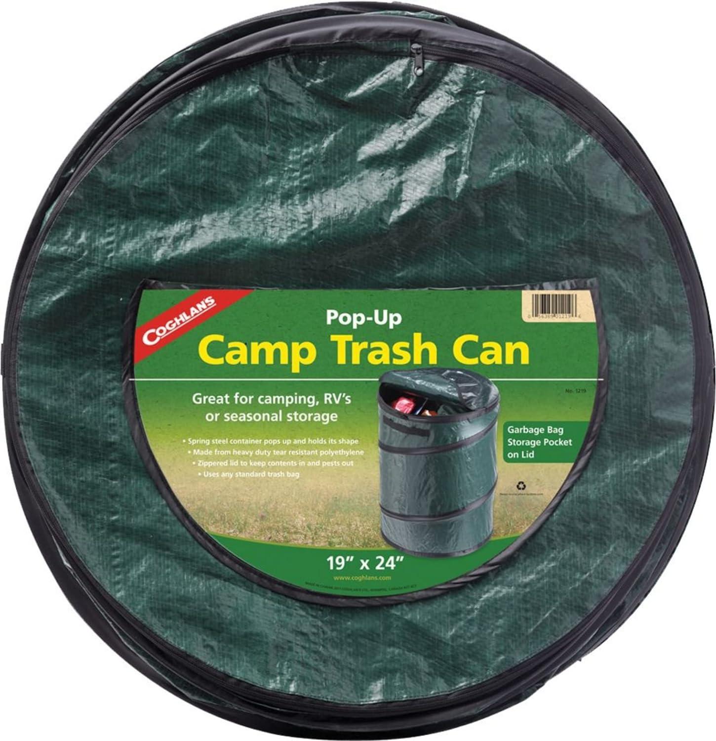 Green Pop-Up Camp Trash Can with Zip Closure