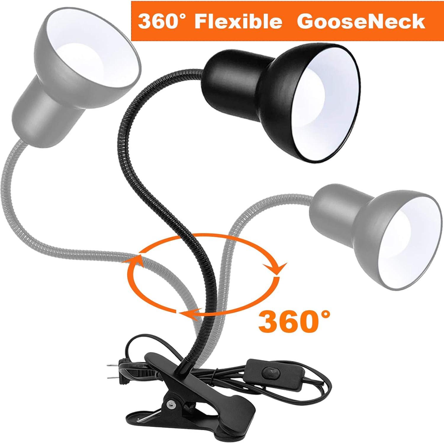 Black Adjustable Clip-On Gooseneck Lamp for Kids