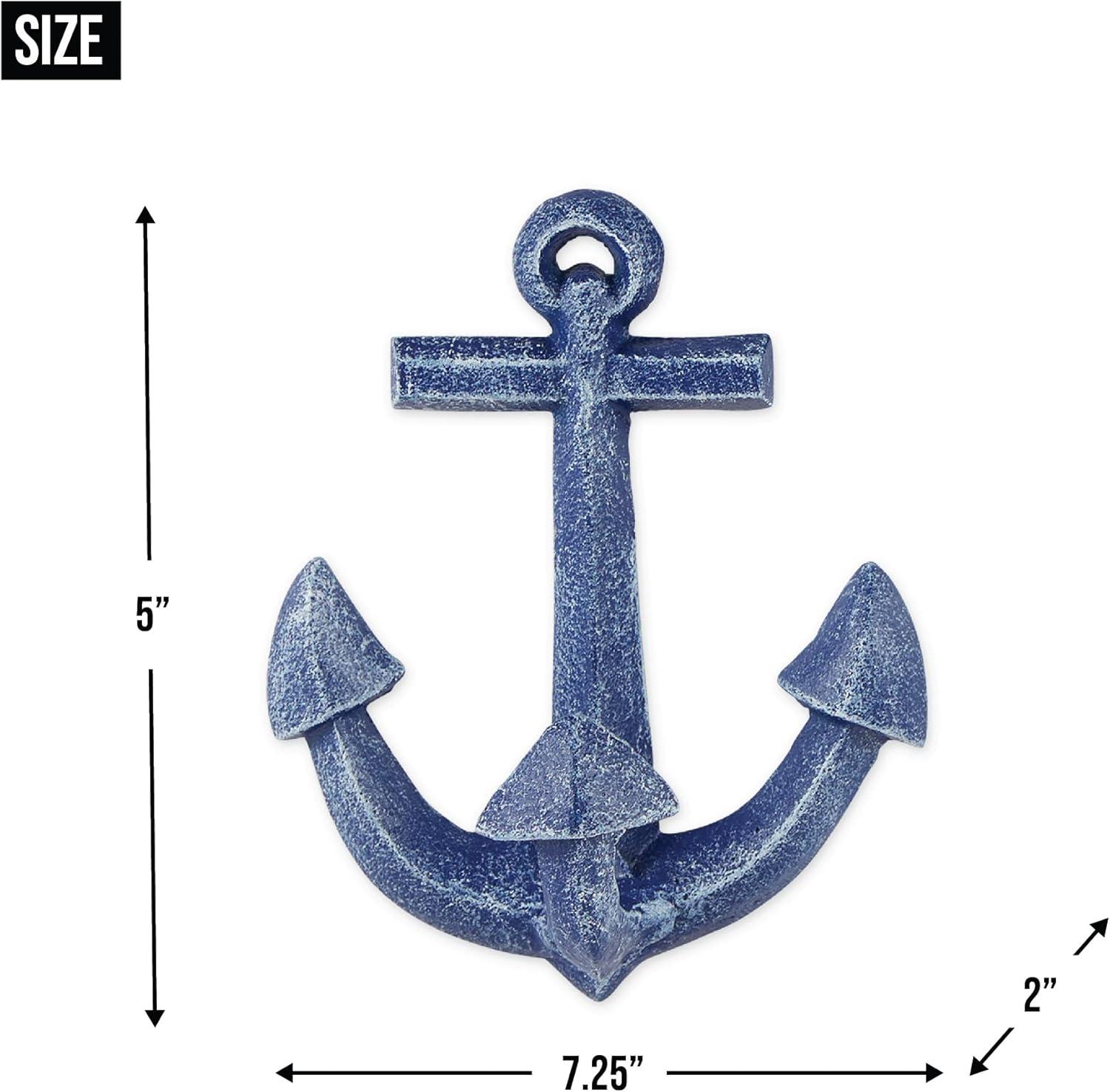 DII Decorative Cast Iron Wall Hook Collection, Blue Anchor