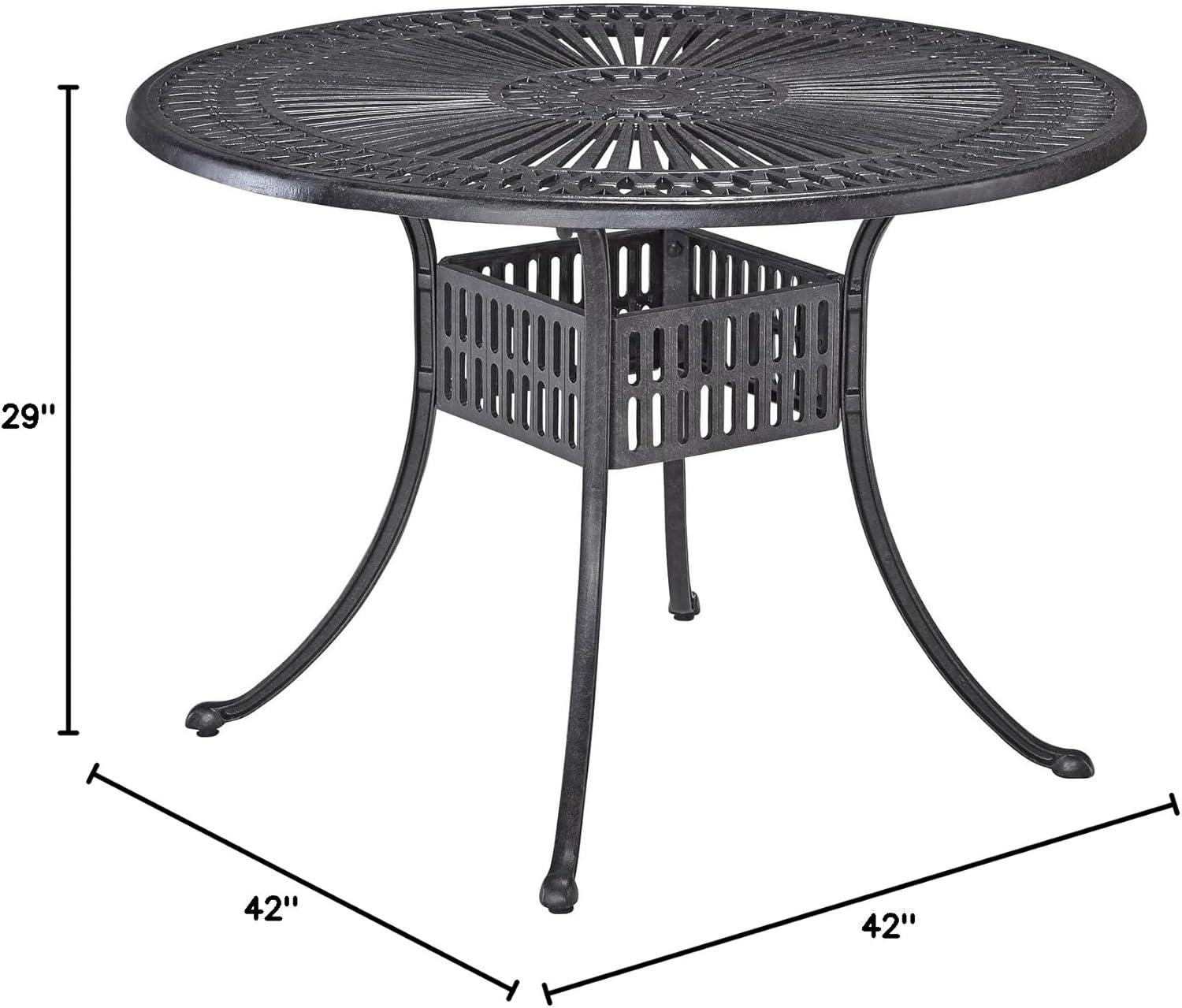 Homestock African Artifacts Charcoal Aluminum Outdoor Dining Table