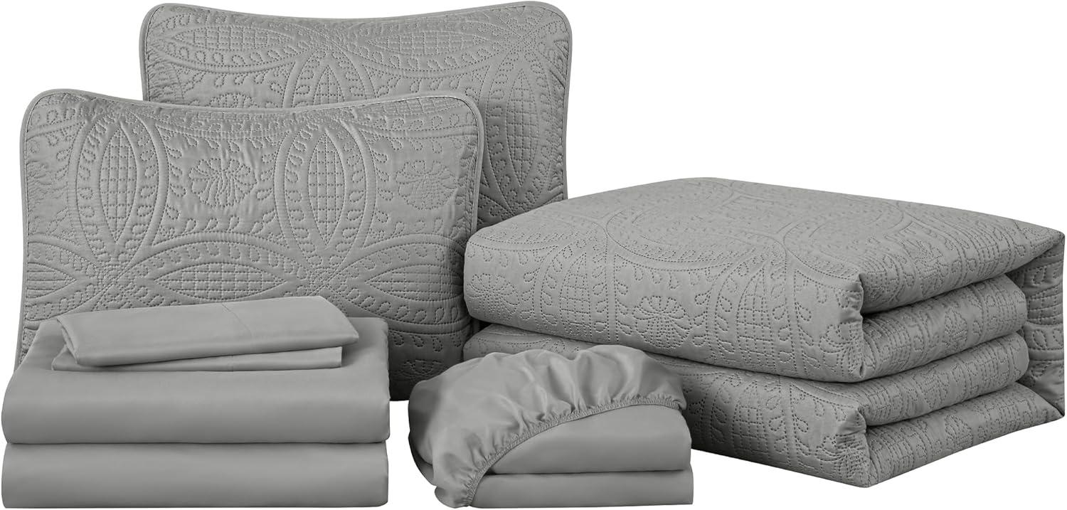 Chezmoi Collection Liam Microfiber 7 Piece Bed in a Bag Comforter Set