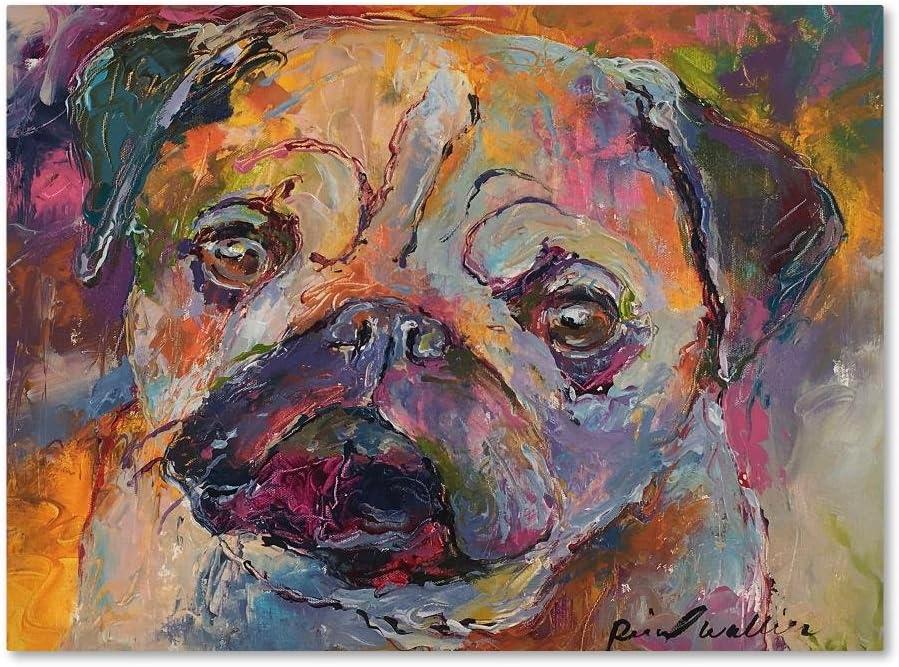 Vibrant Pug Portrait on Canvas in 24" x 18" Frame