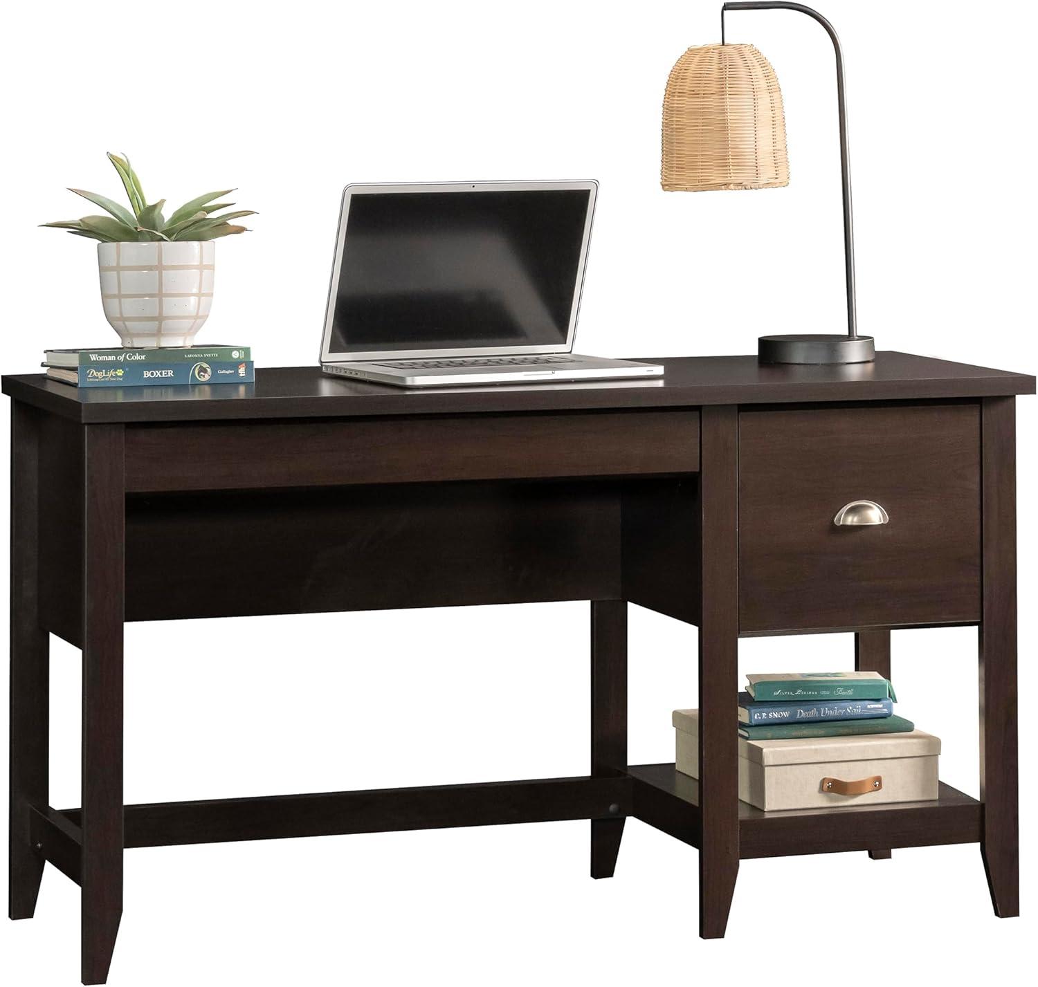 Cinnamon Cherry Wood Desk with Drawer and Filing Cabinet