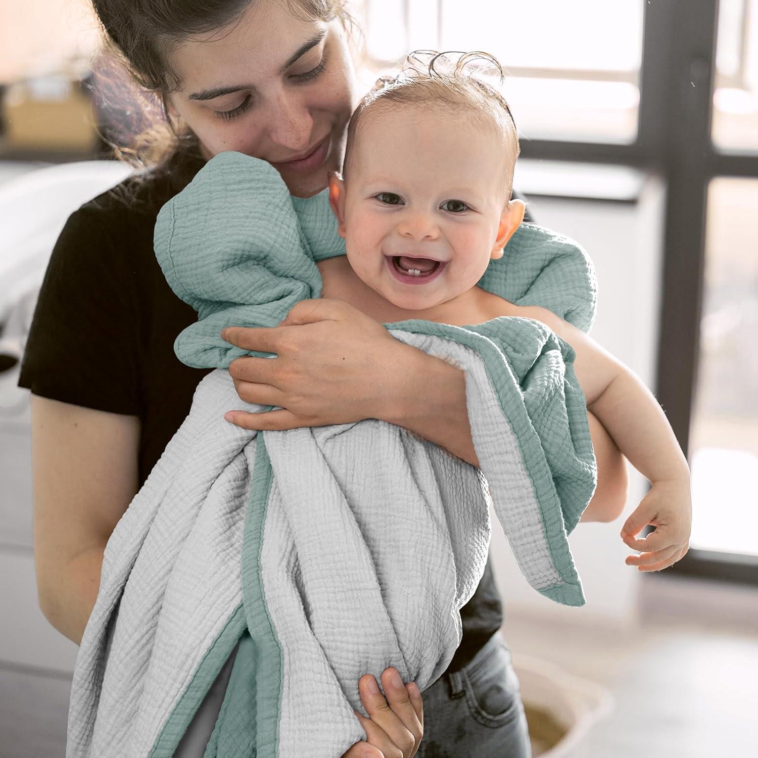 Lulu moon Swaddle Baby Blanket: Waffle Blanket with Satin Trim - Soft Breathable Toddler Blanket Perfect for Nursing Cover and Playtime - Cotton Crib Blanket for Daytime Naps 40"x36"(Sage)